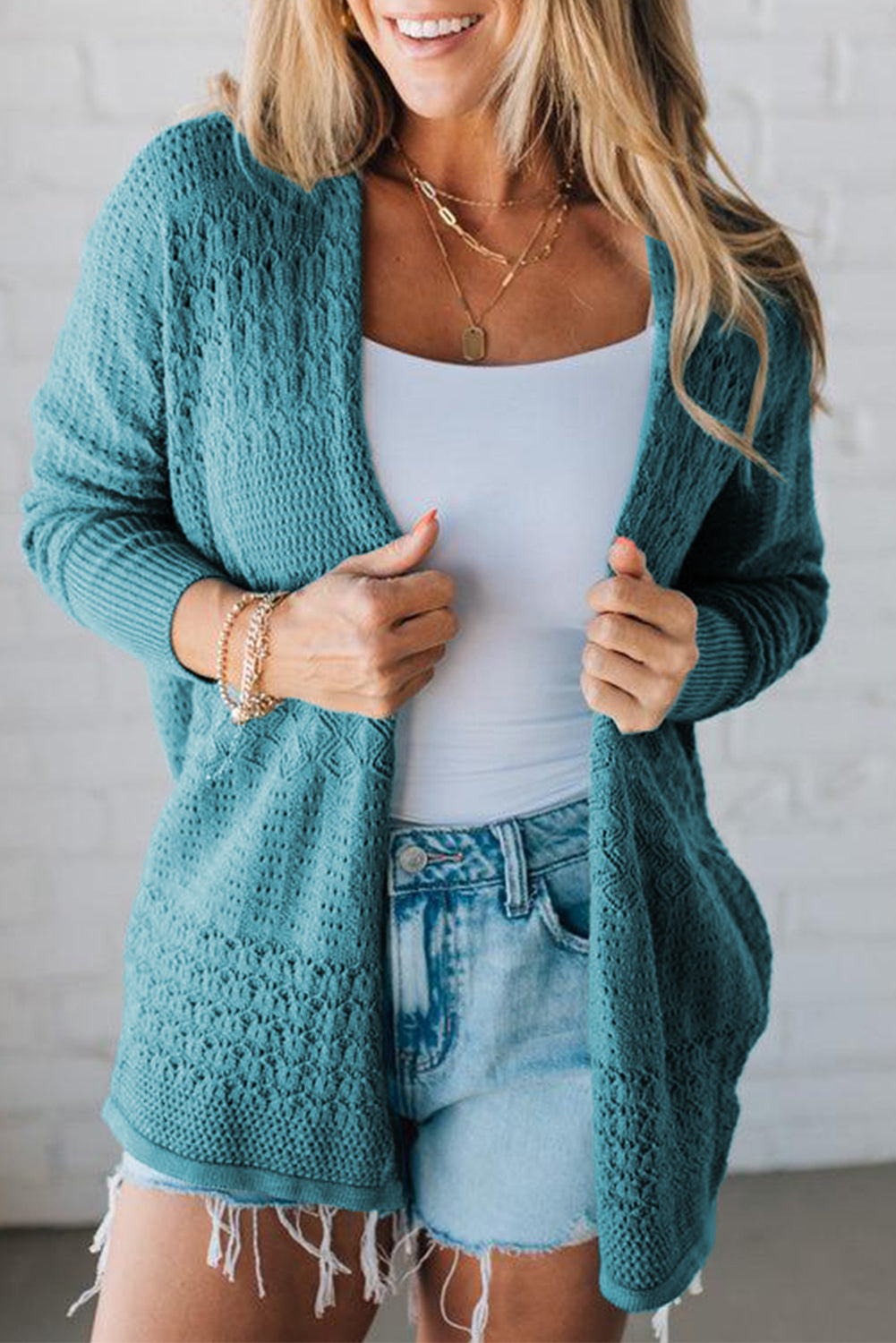 Mix Pattern Open Front Cardigan