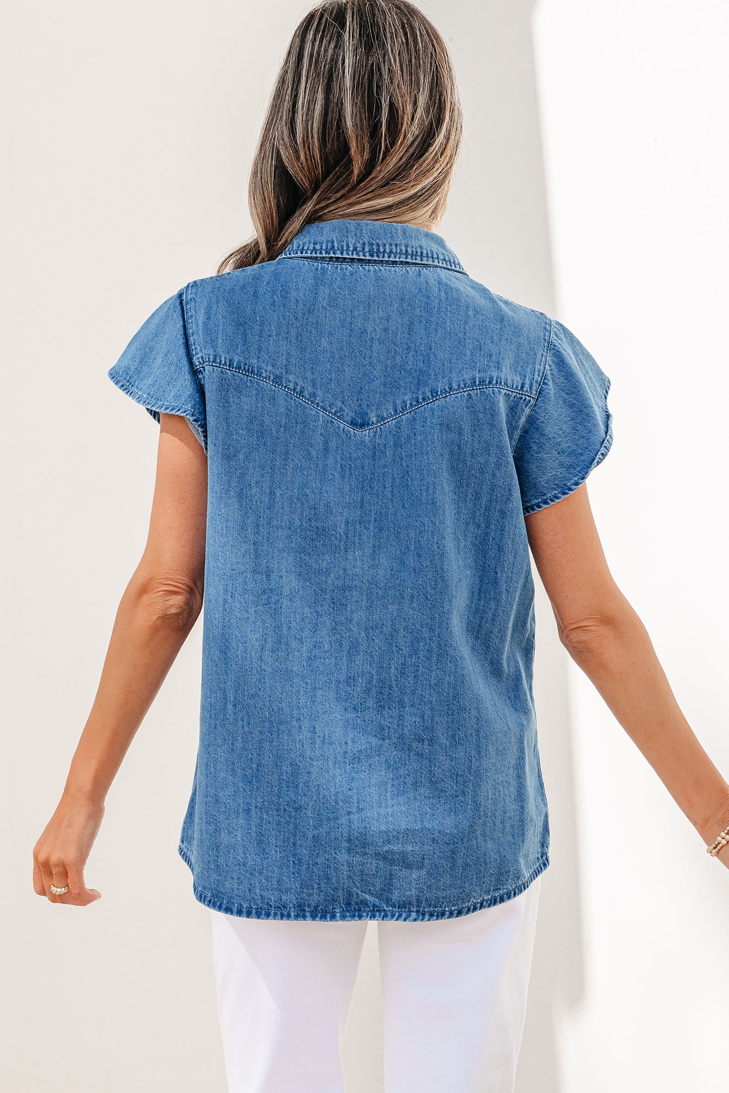 Ruffled Denim Shirt