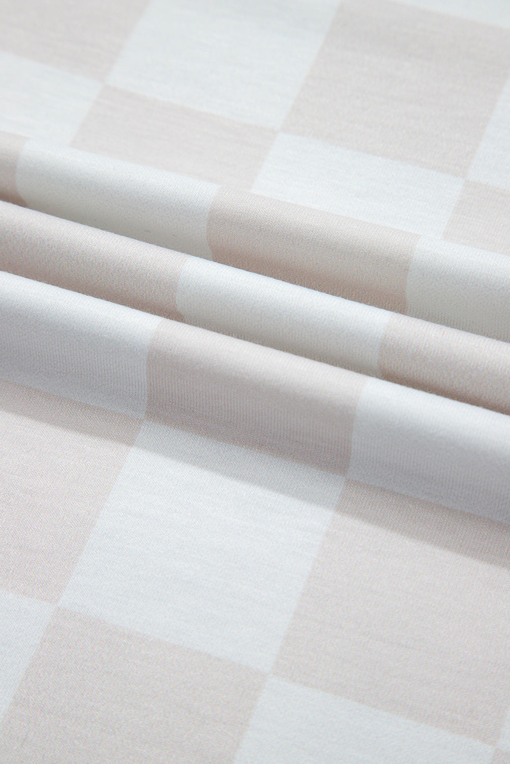Beige Checkered  Drawstring Shorts Pajama Set