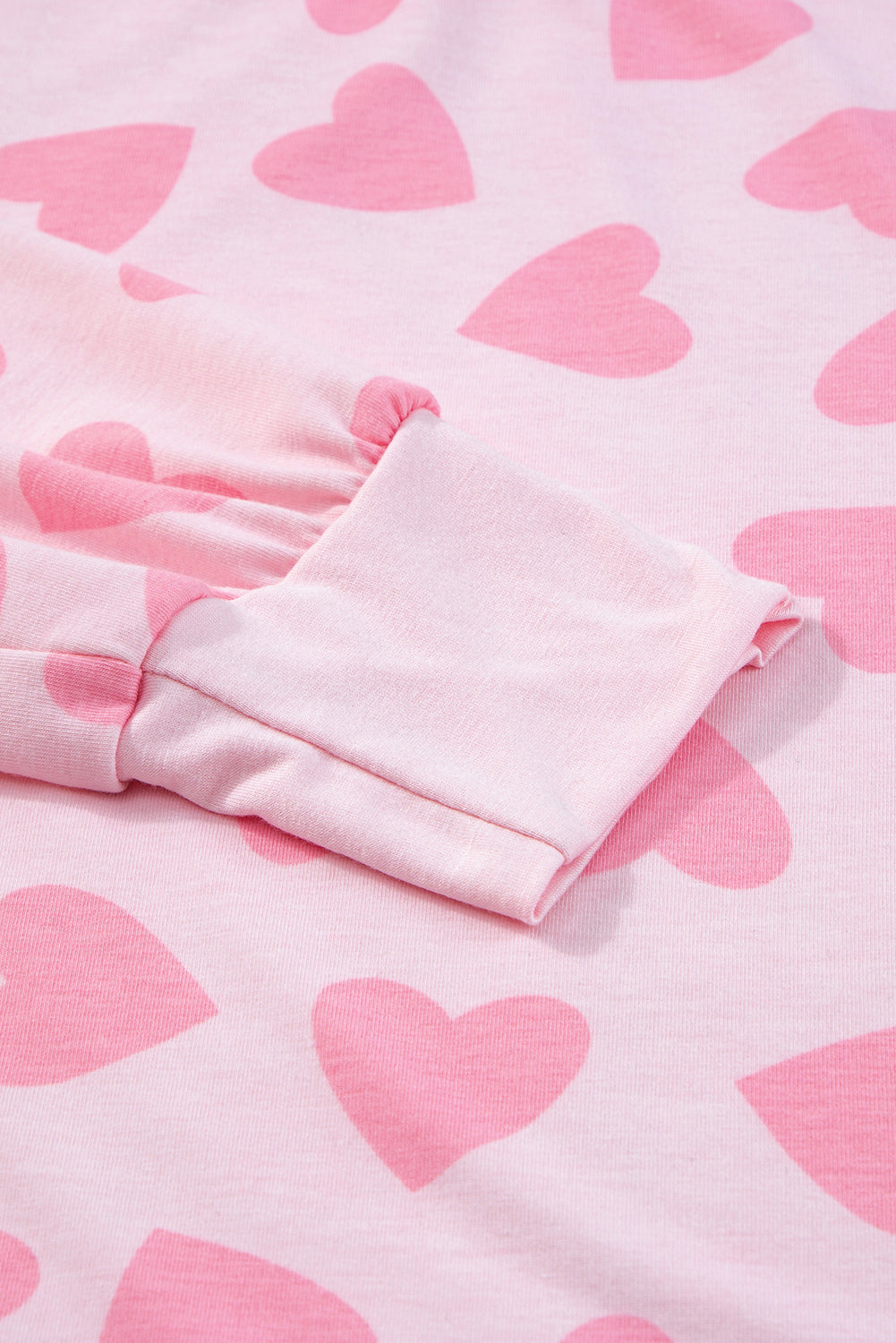 Heart Print Long Shorts Loungewear Set