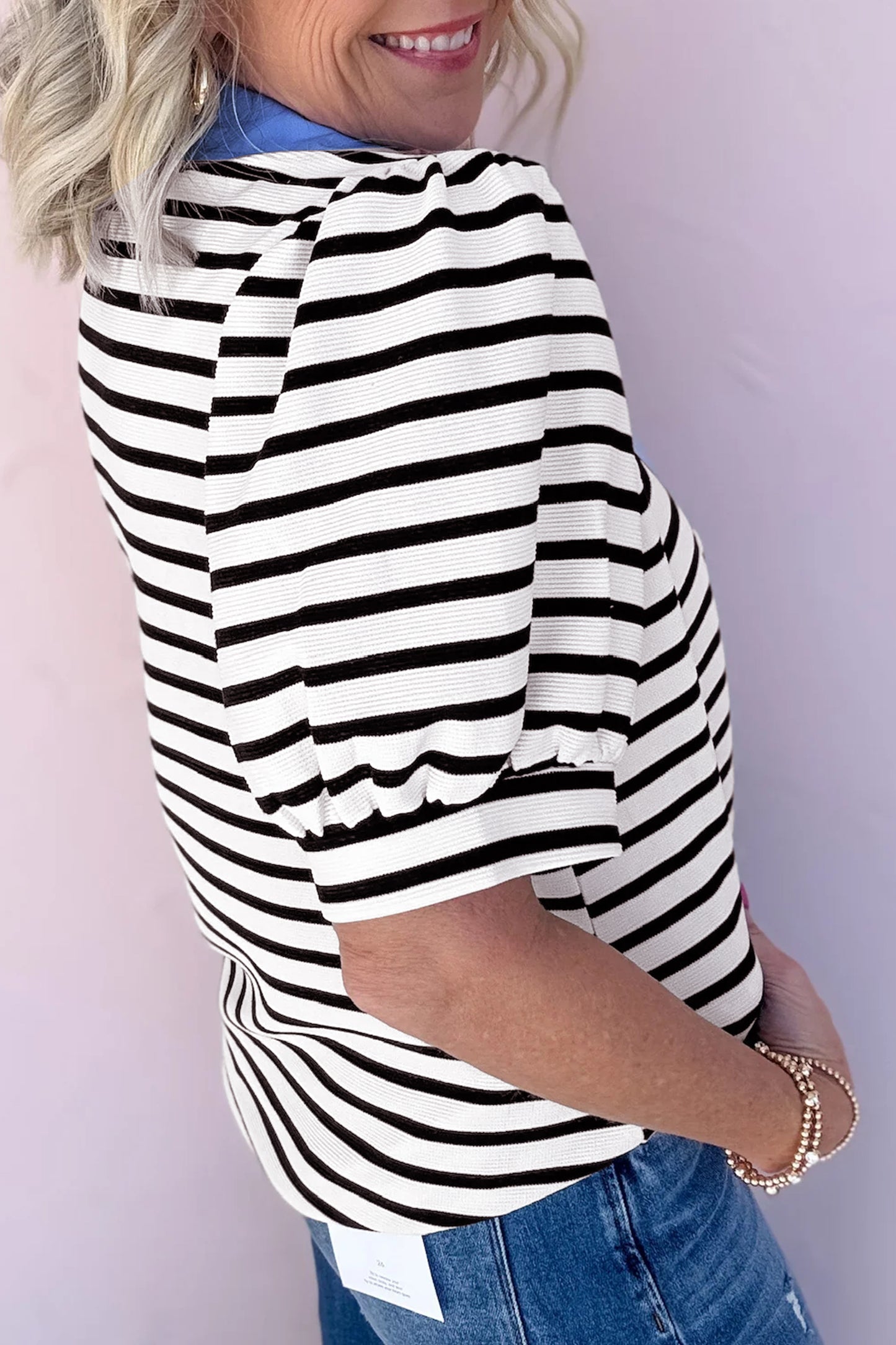 Striped Puff Sleeve Top