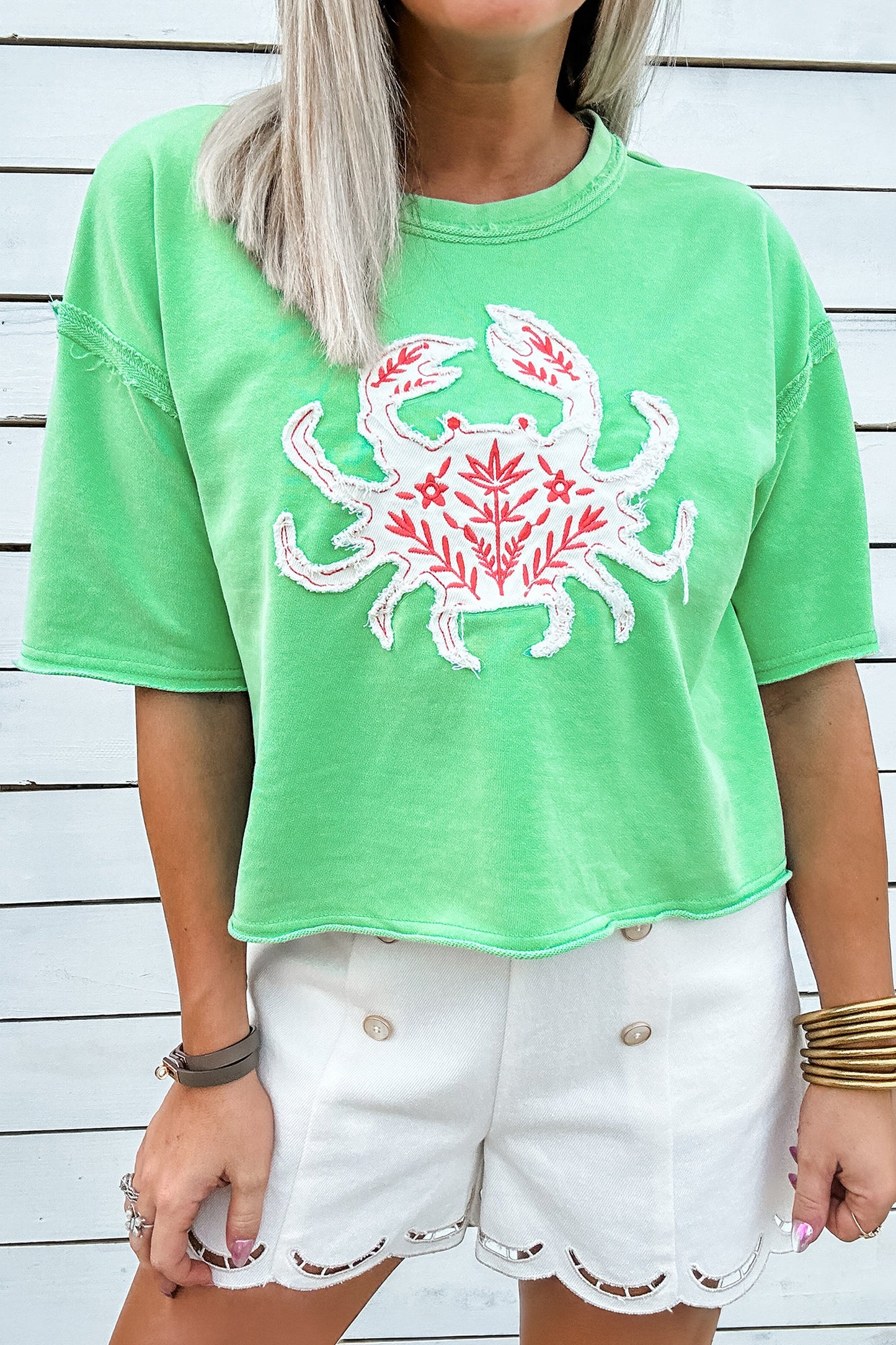 Bright Crab Embroidered Tee