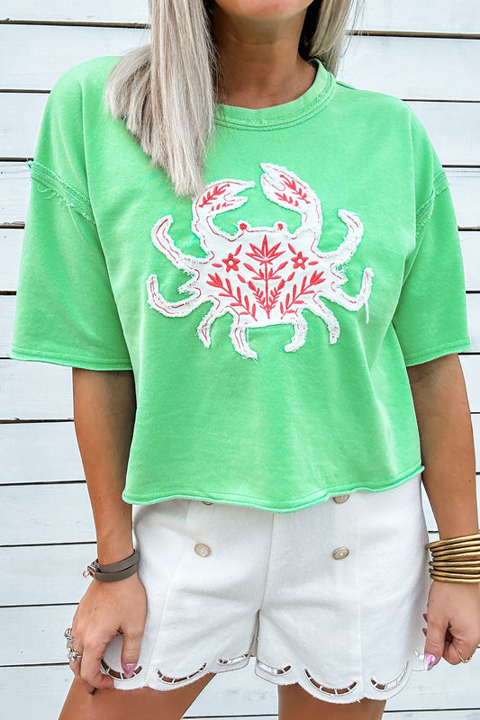 Bright Crab Embroidered Tee