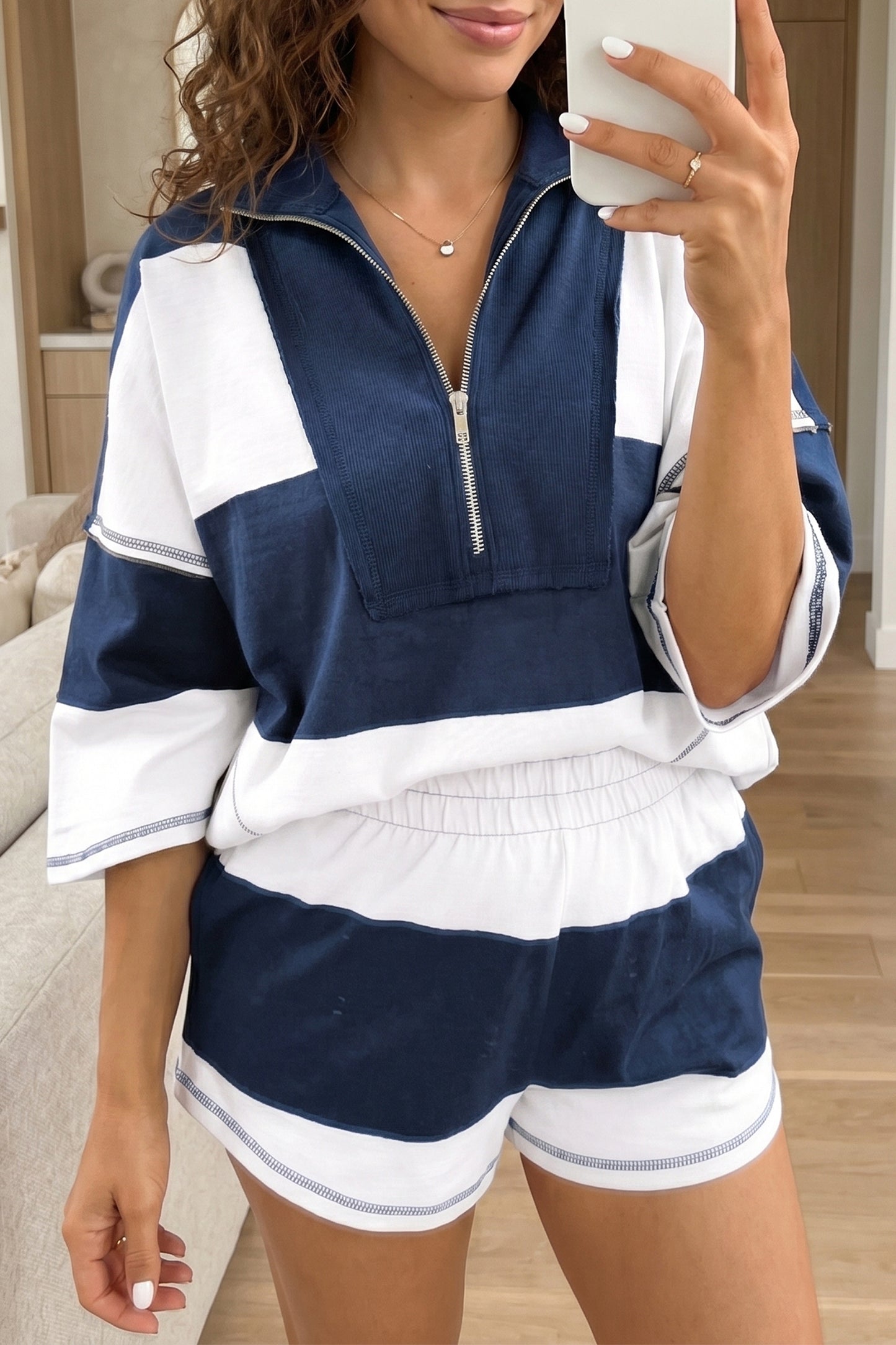 Exposed Seam Shorts Set