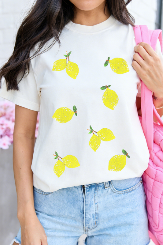 Sequin Lemon Summer Tee