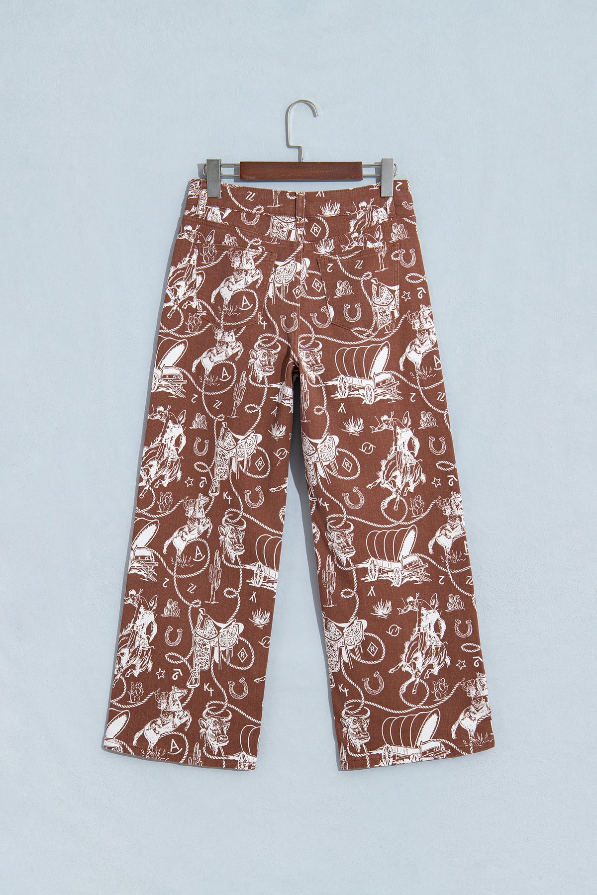 Brown Western Print Jeans
