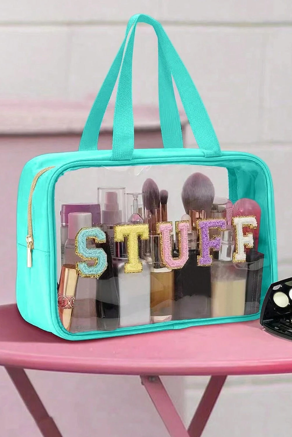 STUFF Chenille Patch Clear Makeup Bag