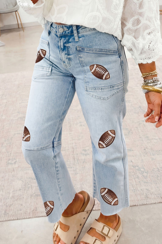 Sequin Football Jeans