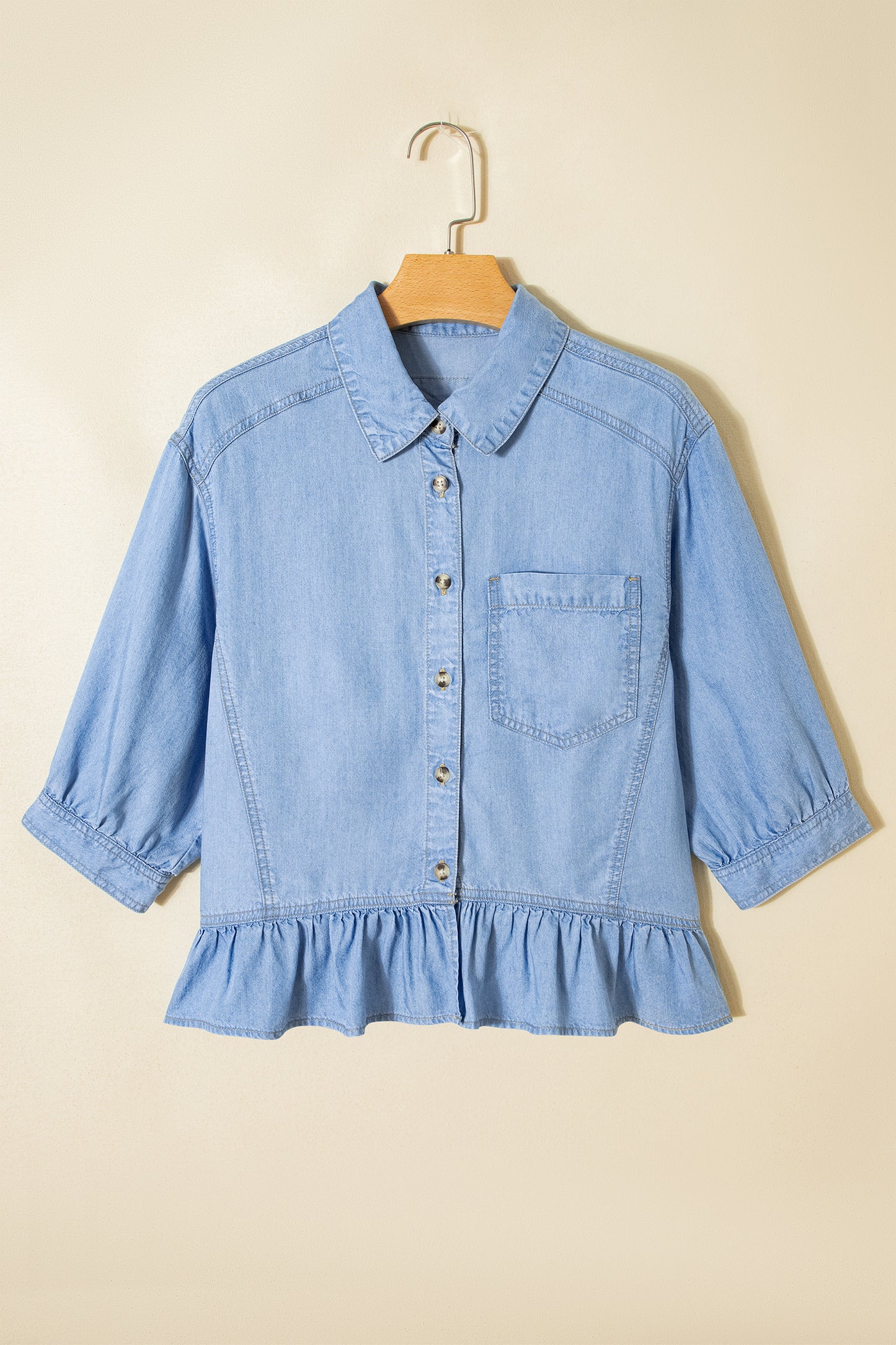 Ruffled Chambray Shirt