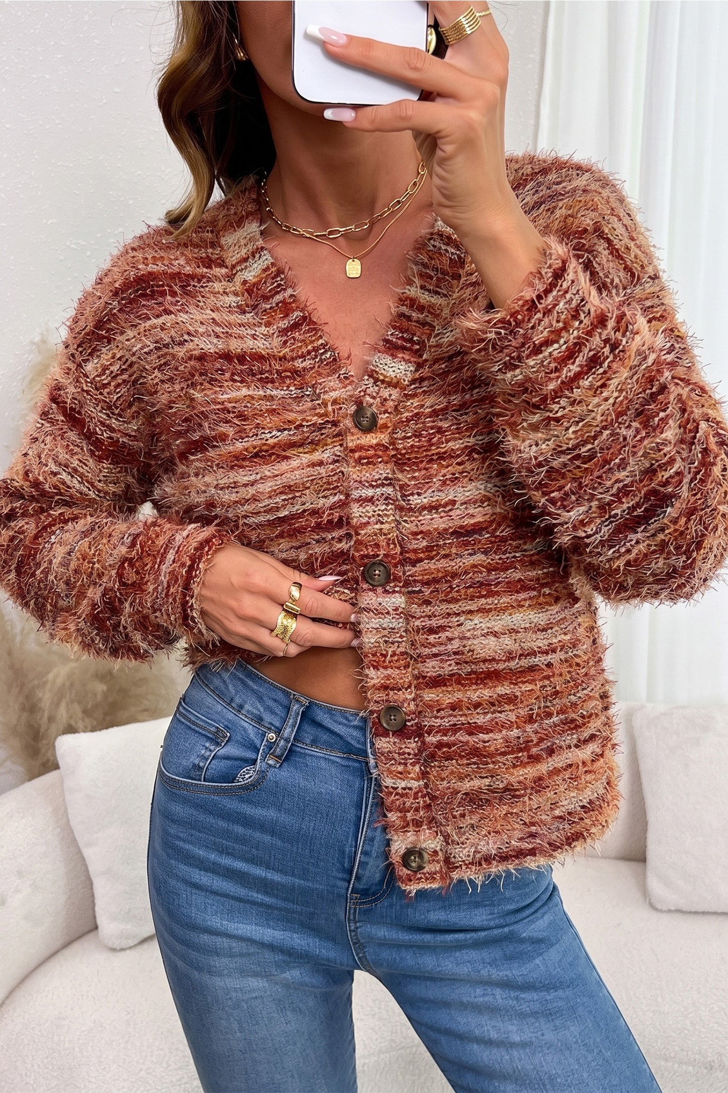 Tawny Fuzzy Cardigan Sweater