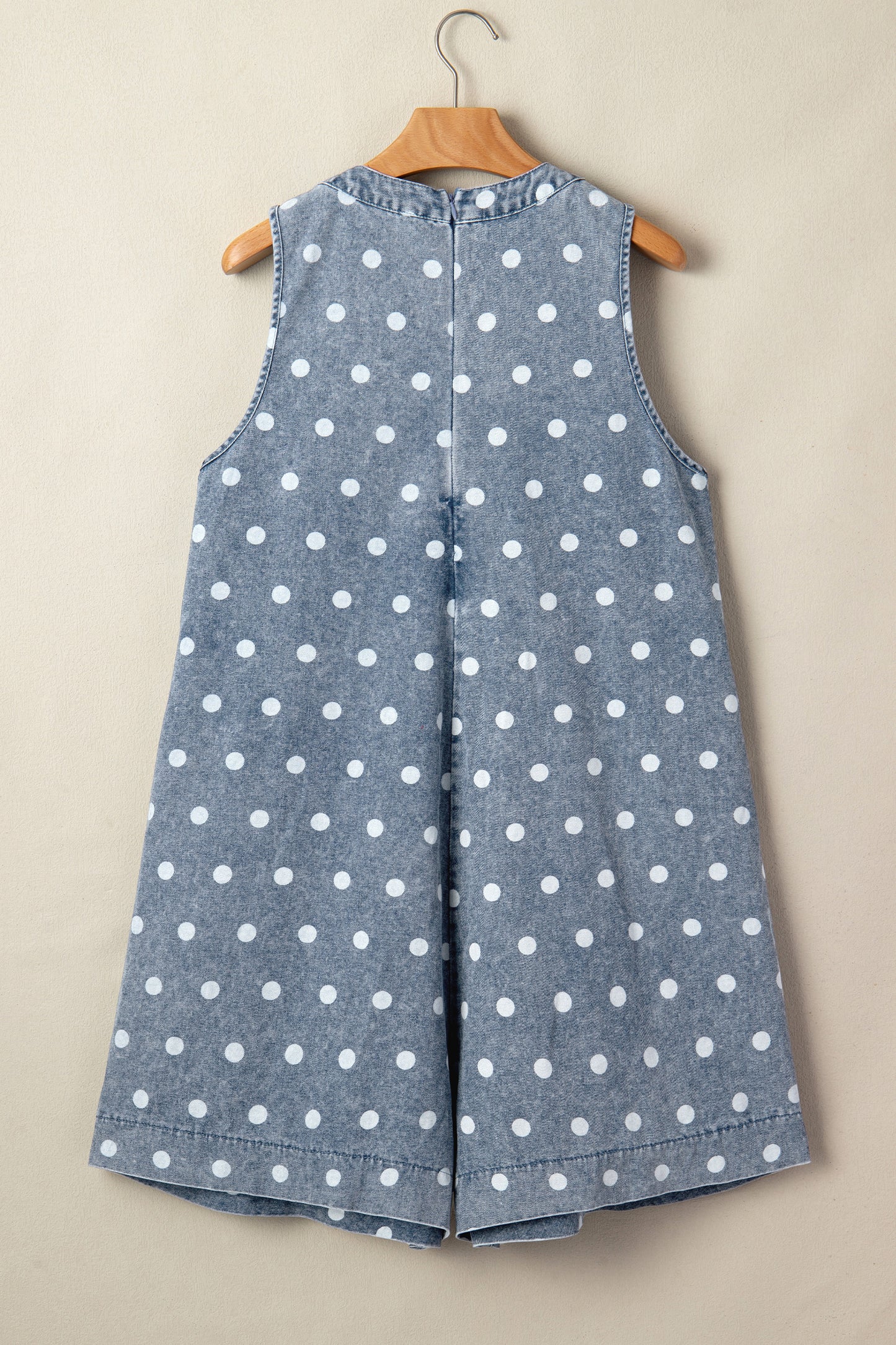 Polka Dot Denim Romper