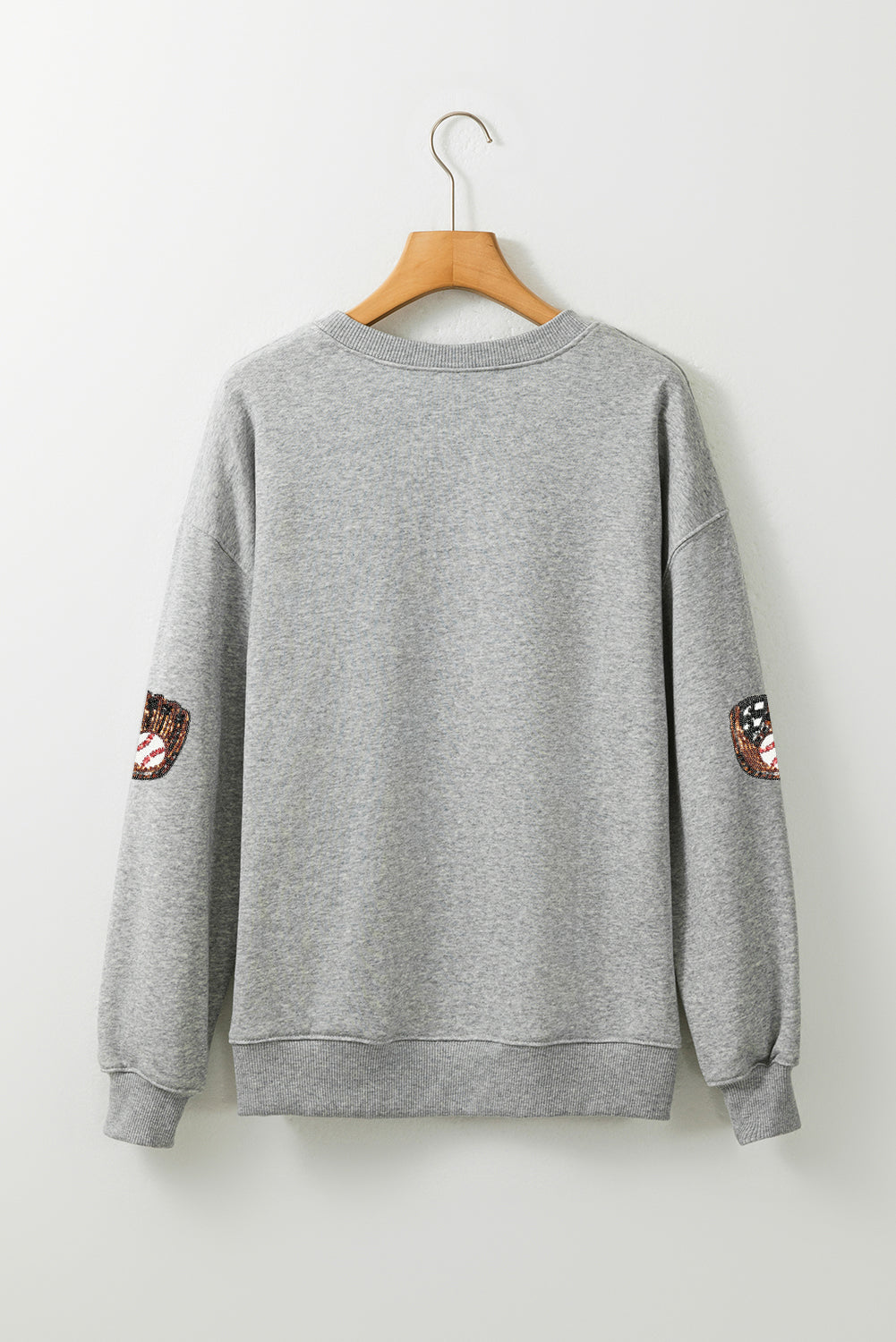 Gray Sequin Baseball Gloves Sweatshirt