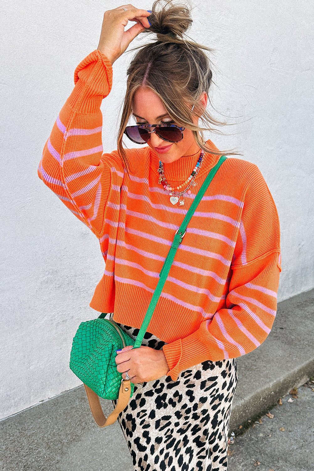 Orange Stripe Boxy Fit Sweater