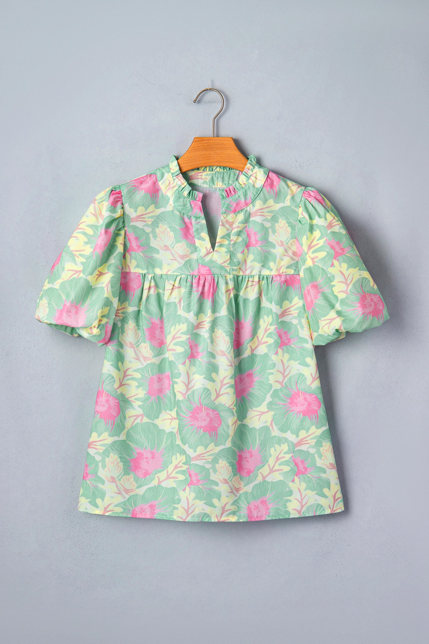 Bubble Sleeve Floral Blouse