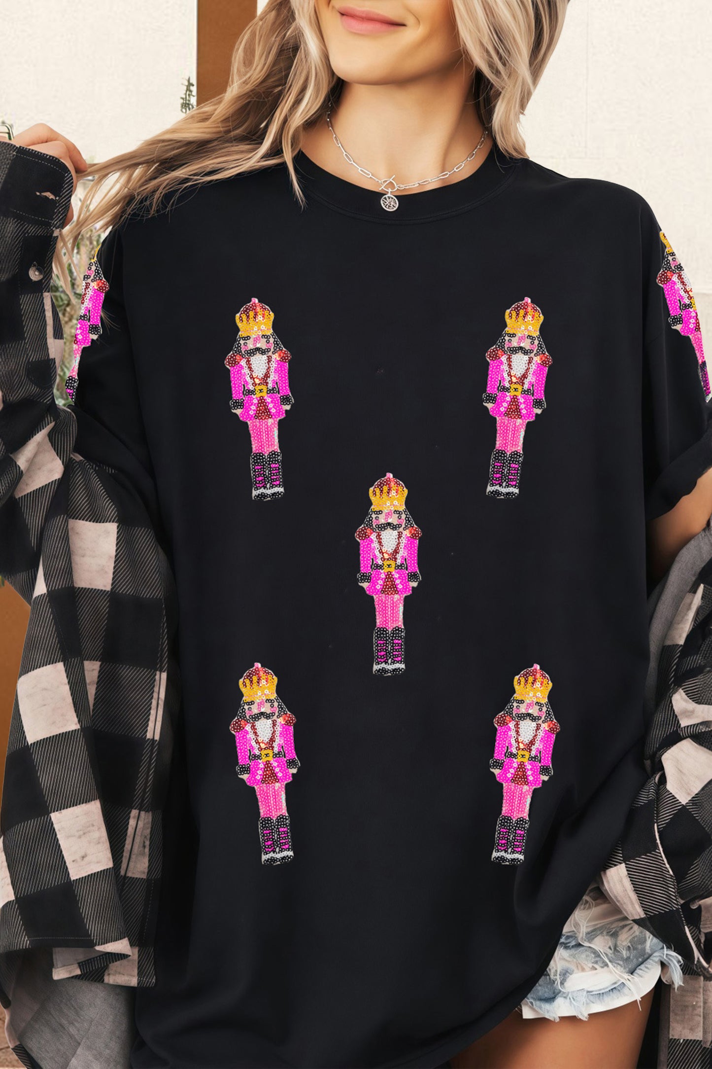 Black Sequin Christmas Nutcracker T Shirt