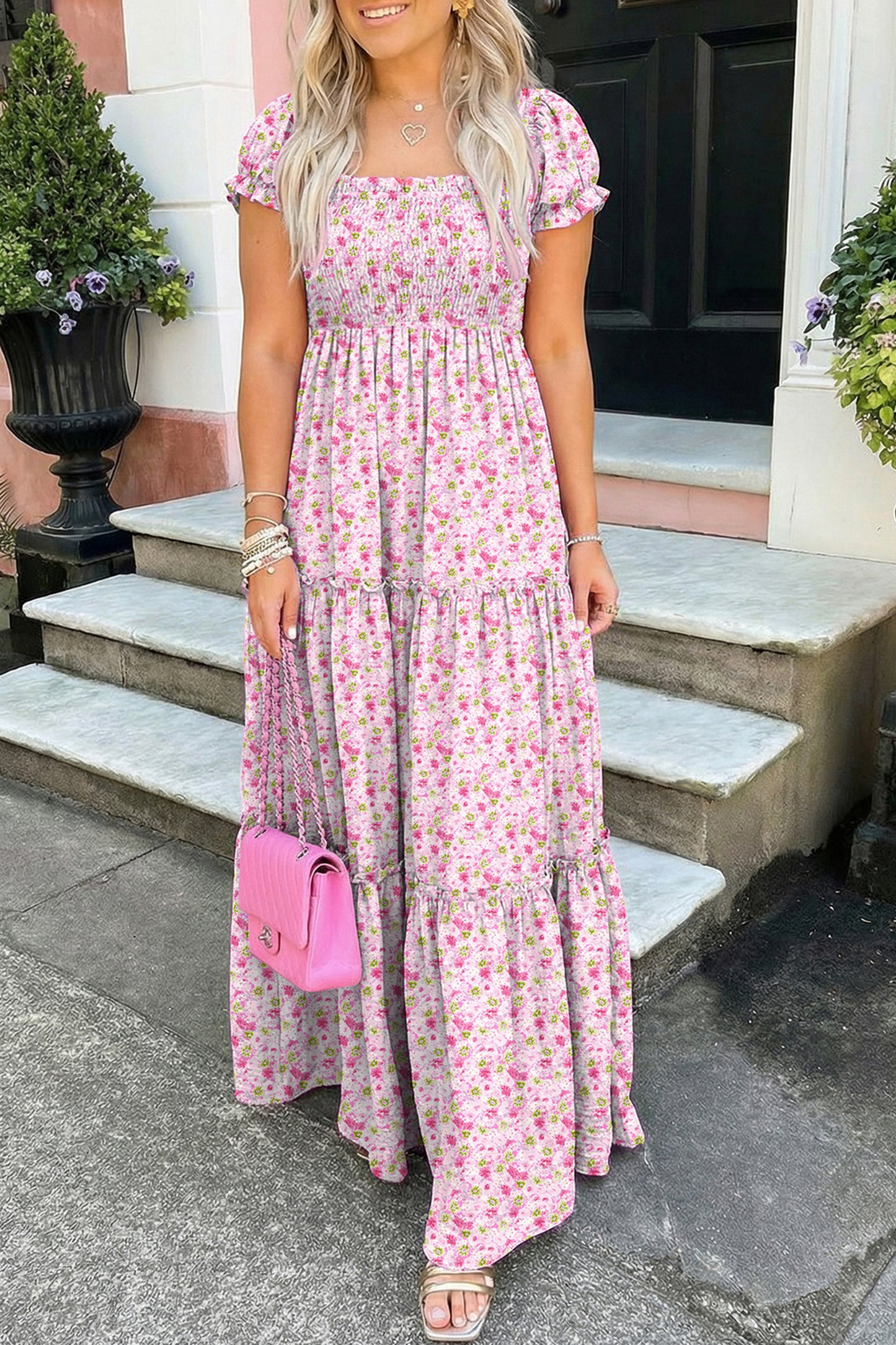 Floral High Waist Maxi Dress