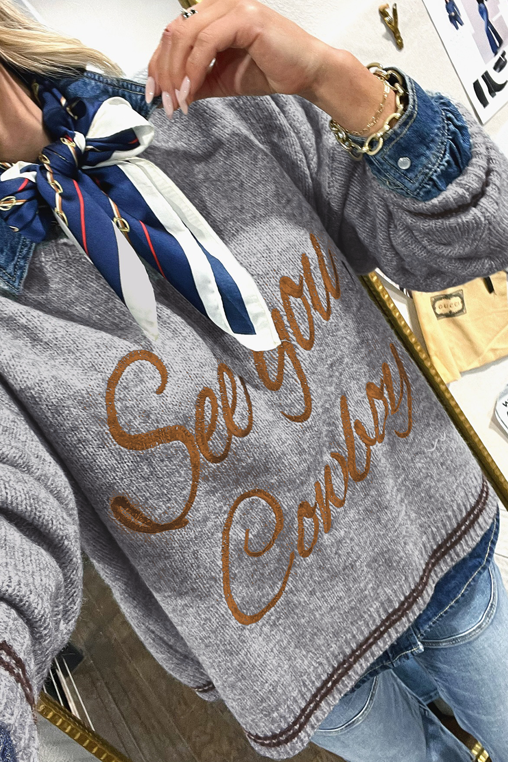 See You Cowboy Embroidered Sweater
