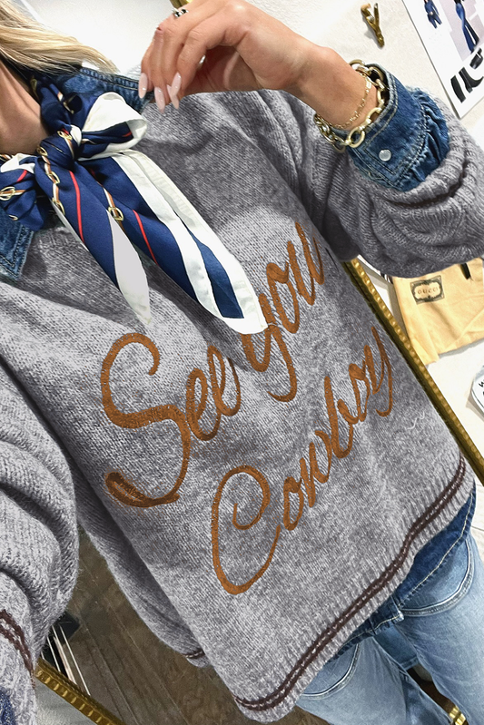 See You Cowboy Embroidered Sweater