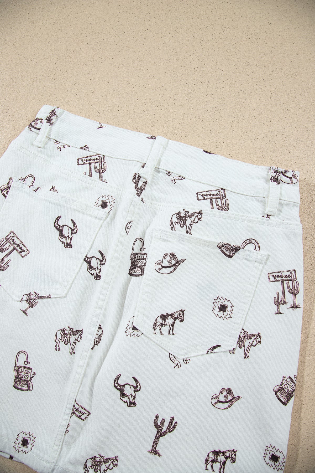 Western Print Denim Skirt