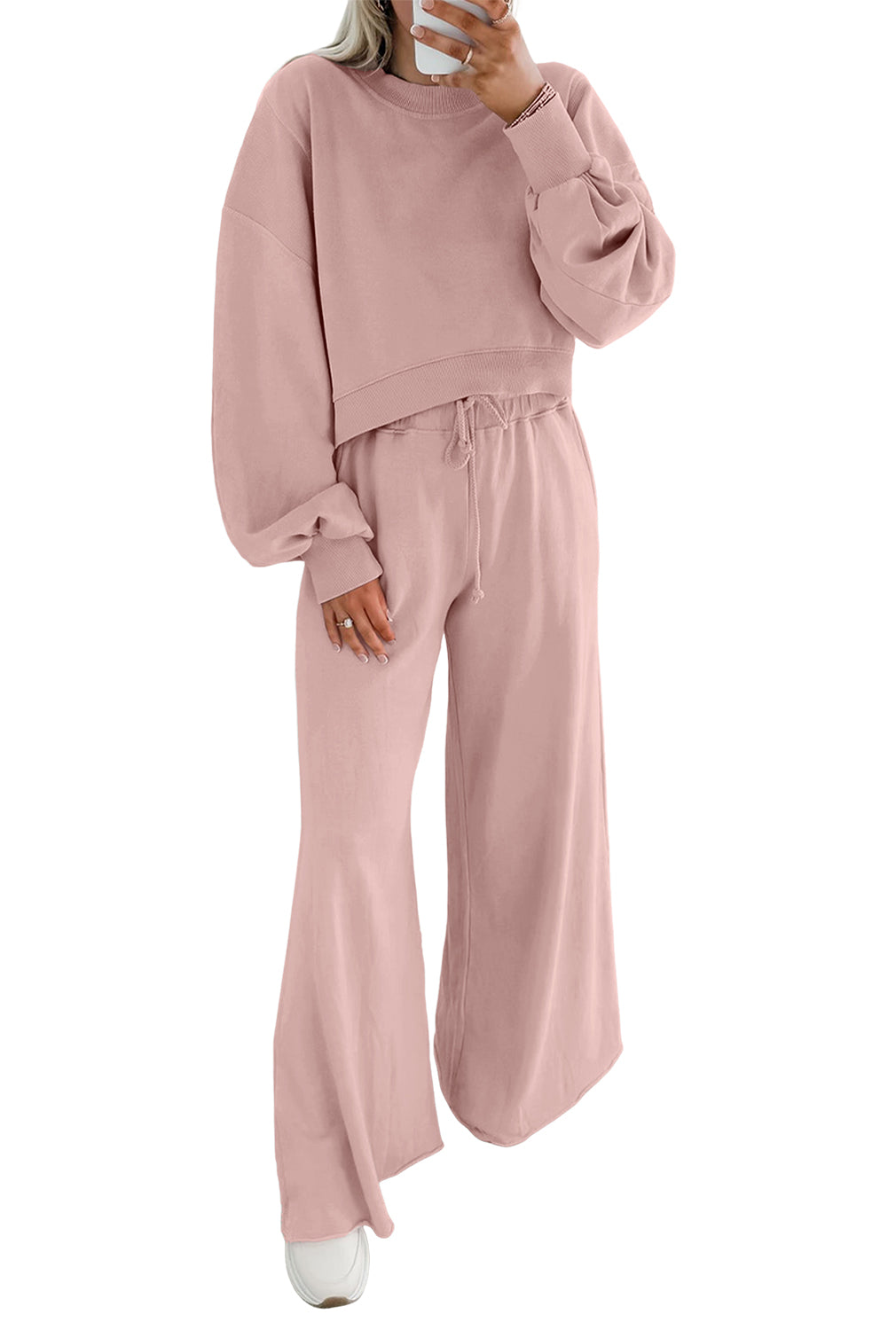 Crop Pullover and Wide Leg Pants Set