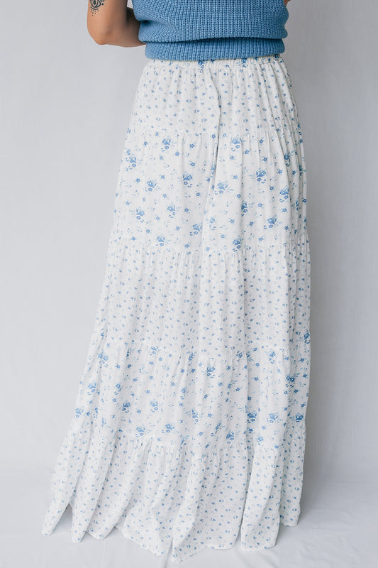 Dainty Floral Print Boho Maxi Skirt