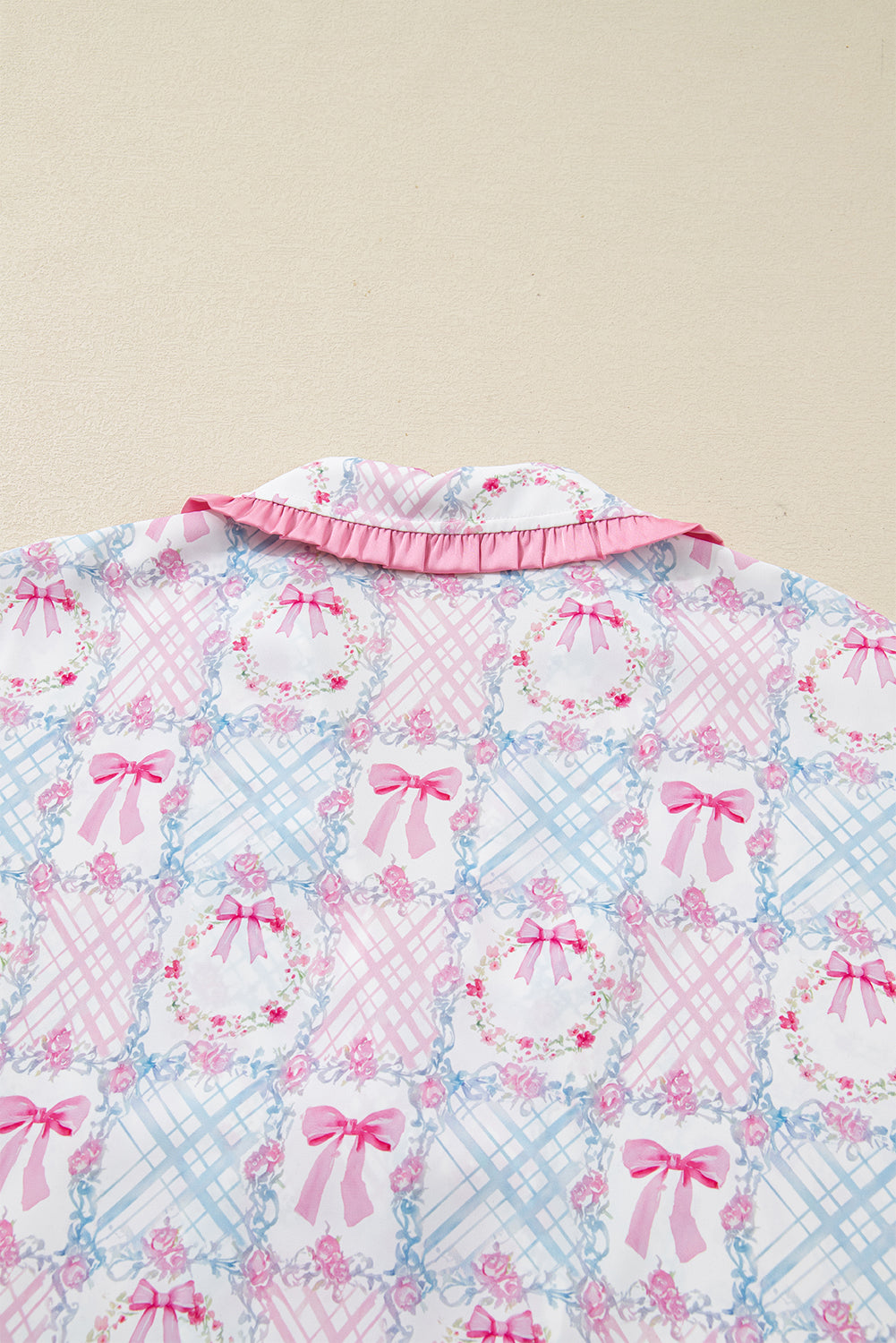 Pink Bow Wreath Christmas Pajamas
