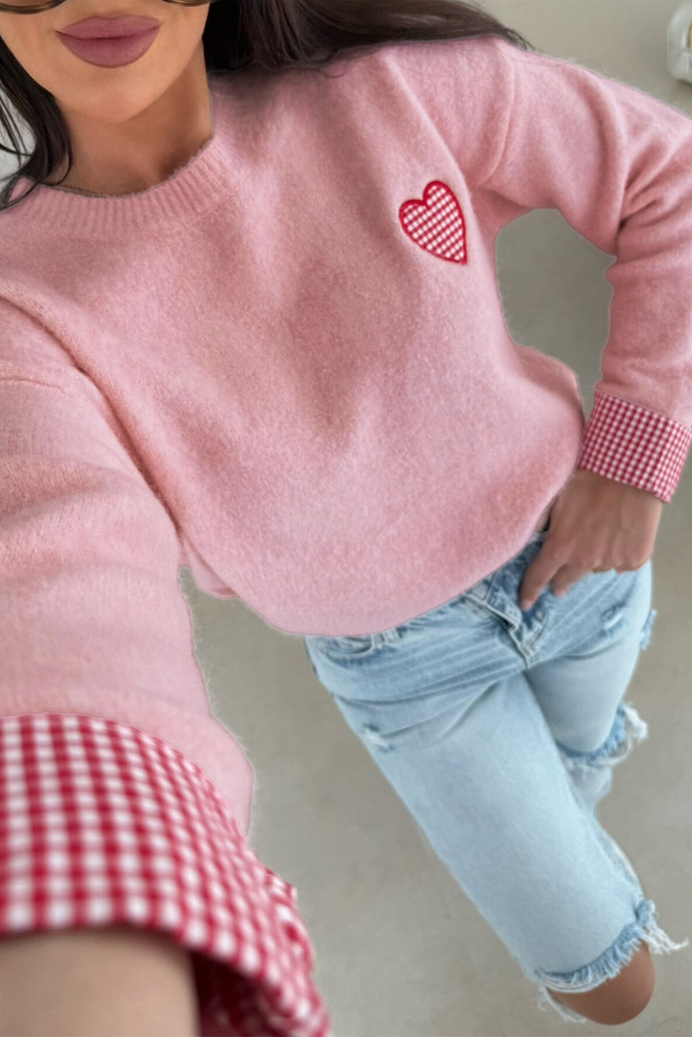 Plaid Heart Sweater