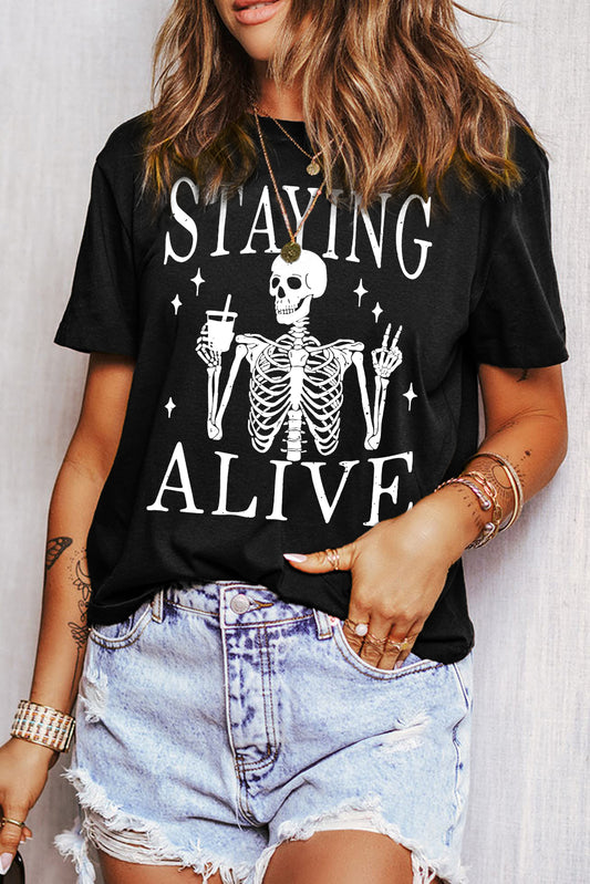 STAYING ALIVE Skeleton Tee