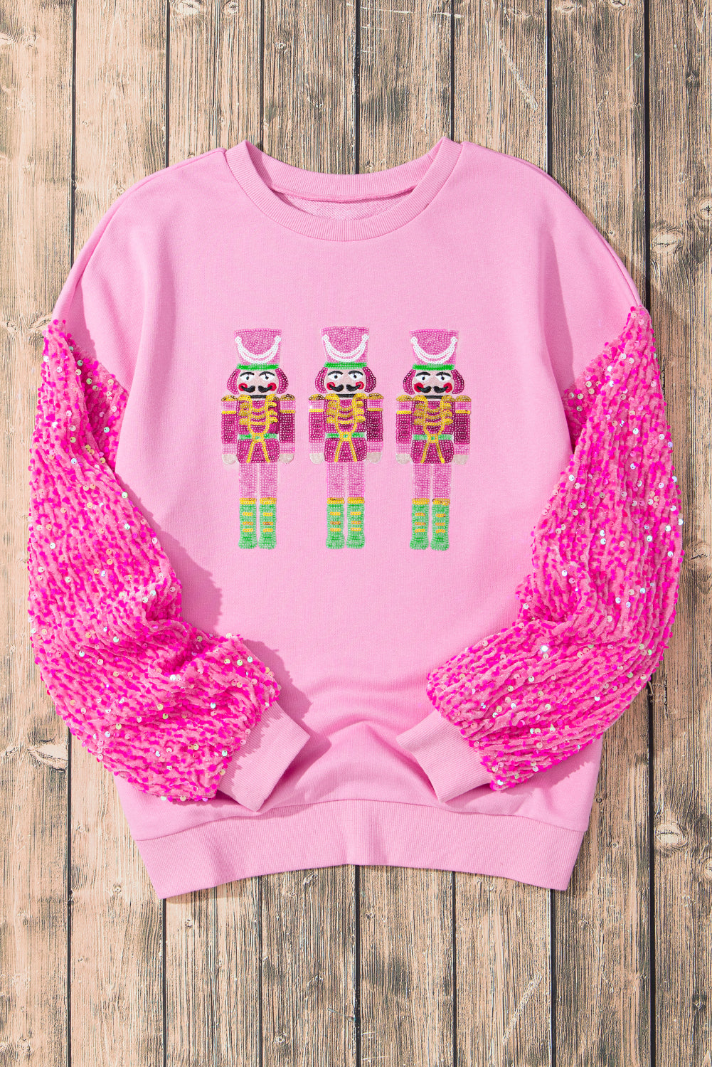 Pink Nutcracker Sequin Sleeve Sweatshirt