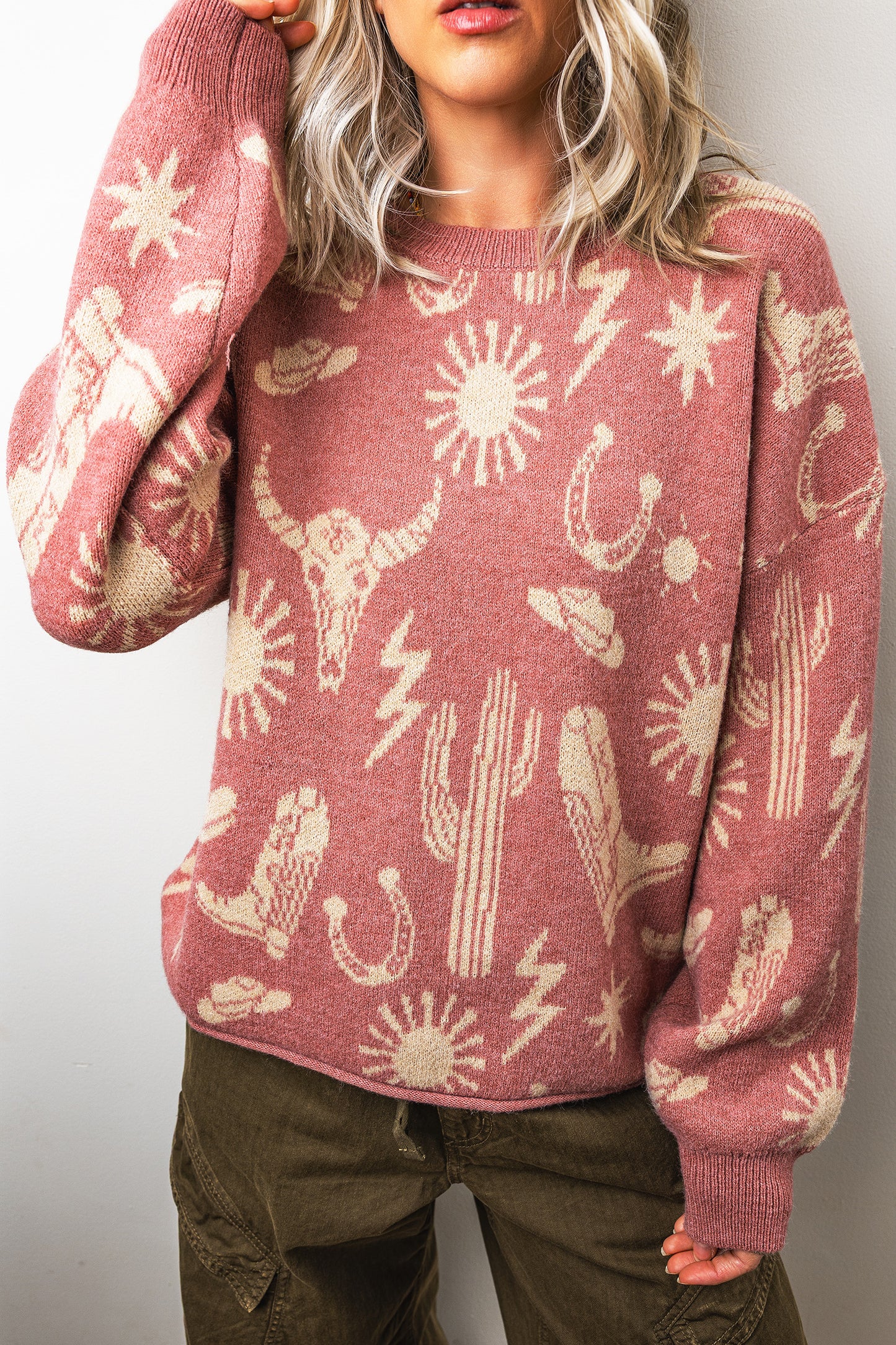 Peach Blossom Western Sweater