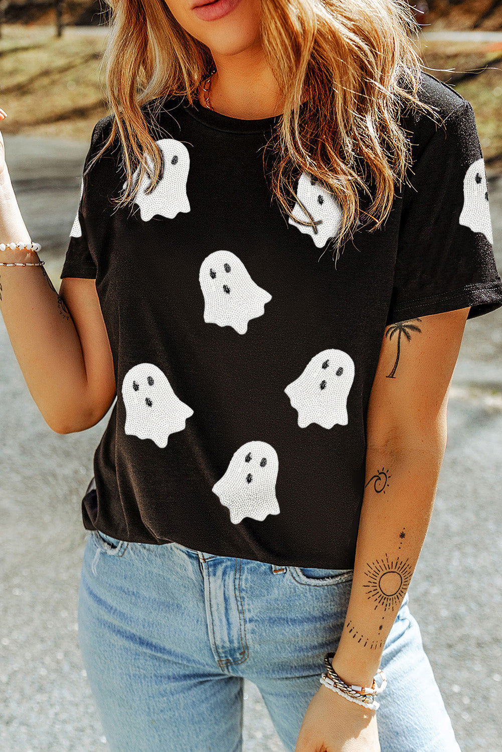 Sequin Halloween Ghost Tee