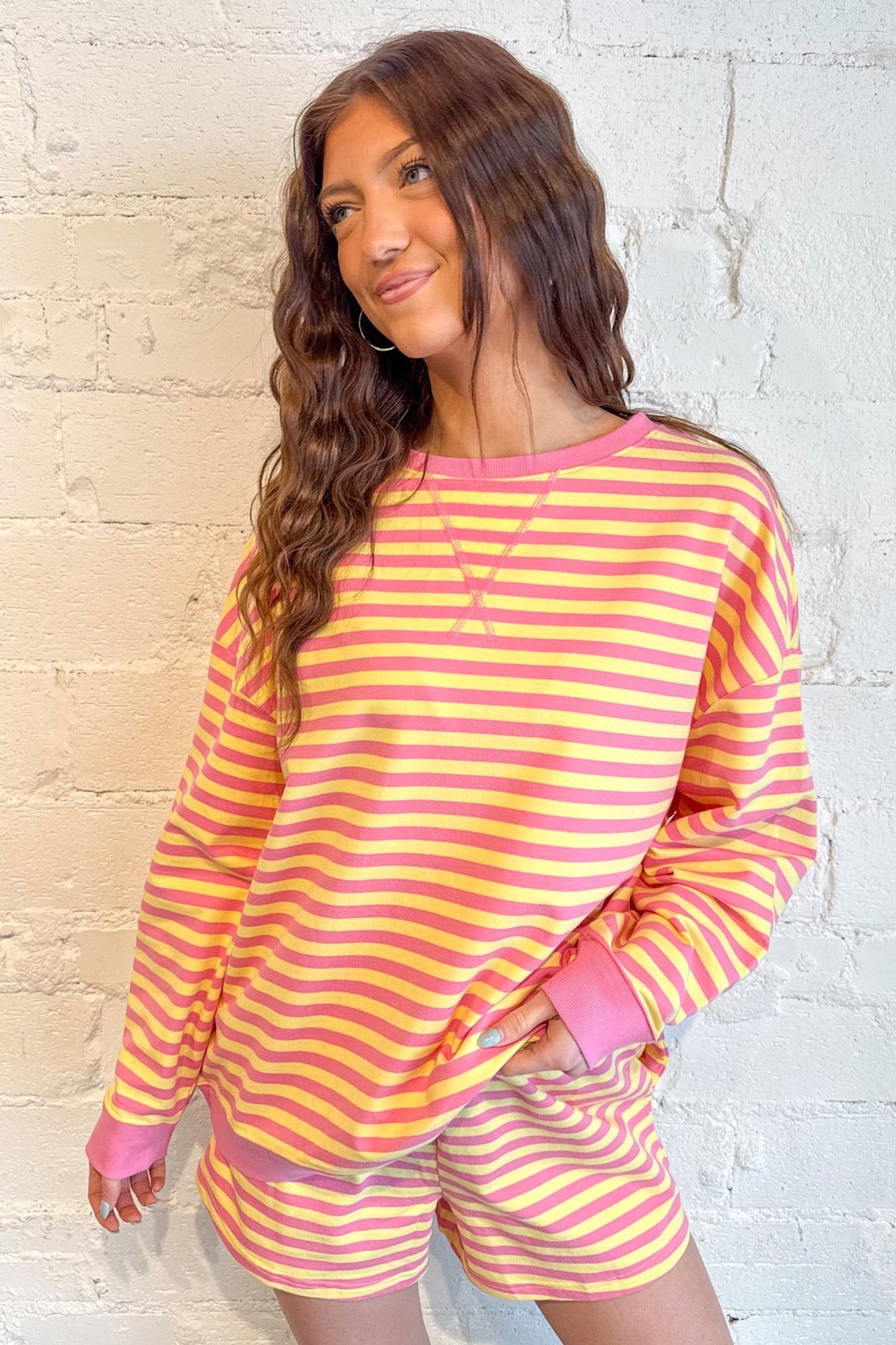Striped Casual Shorts Set
