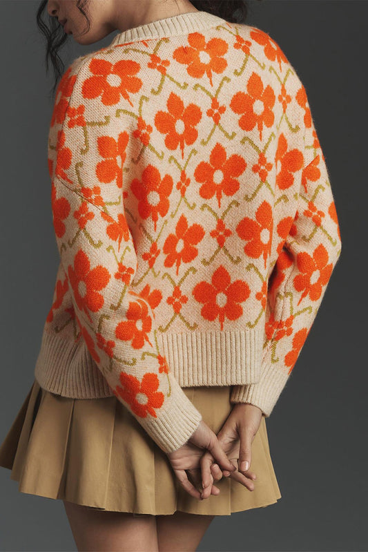 Orange Floral Cardigan