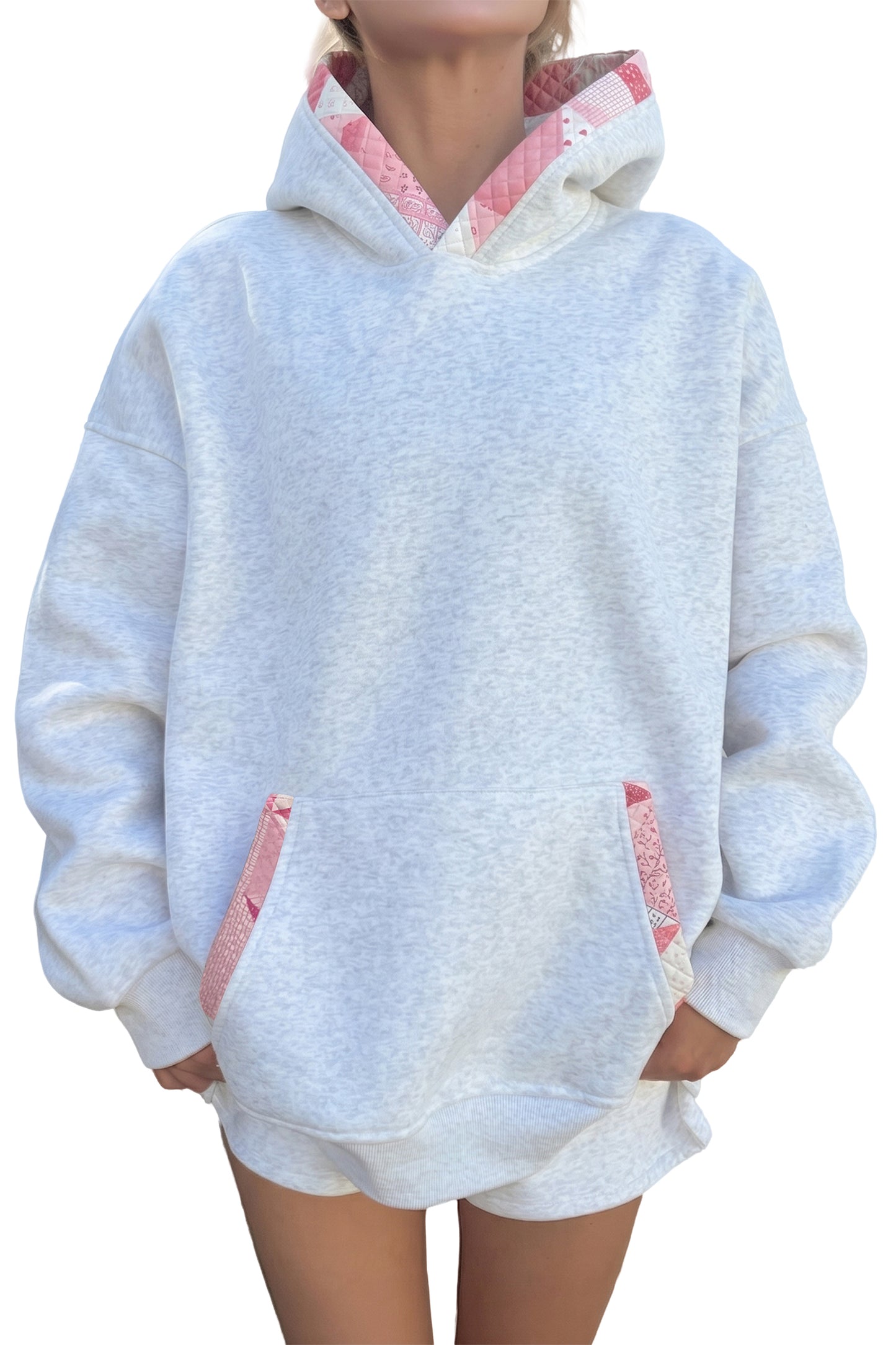 Patchwork Trim Oversized Hoodie