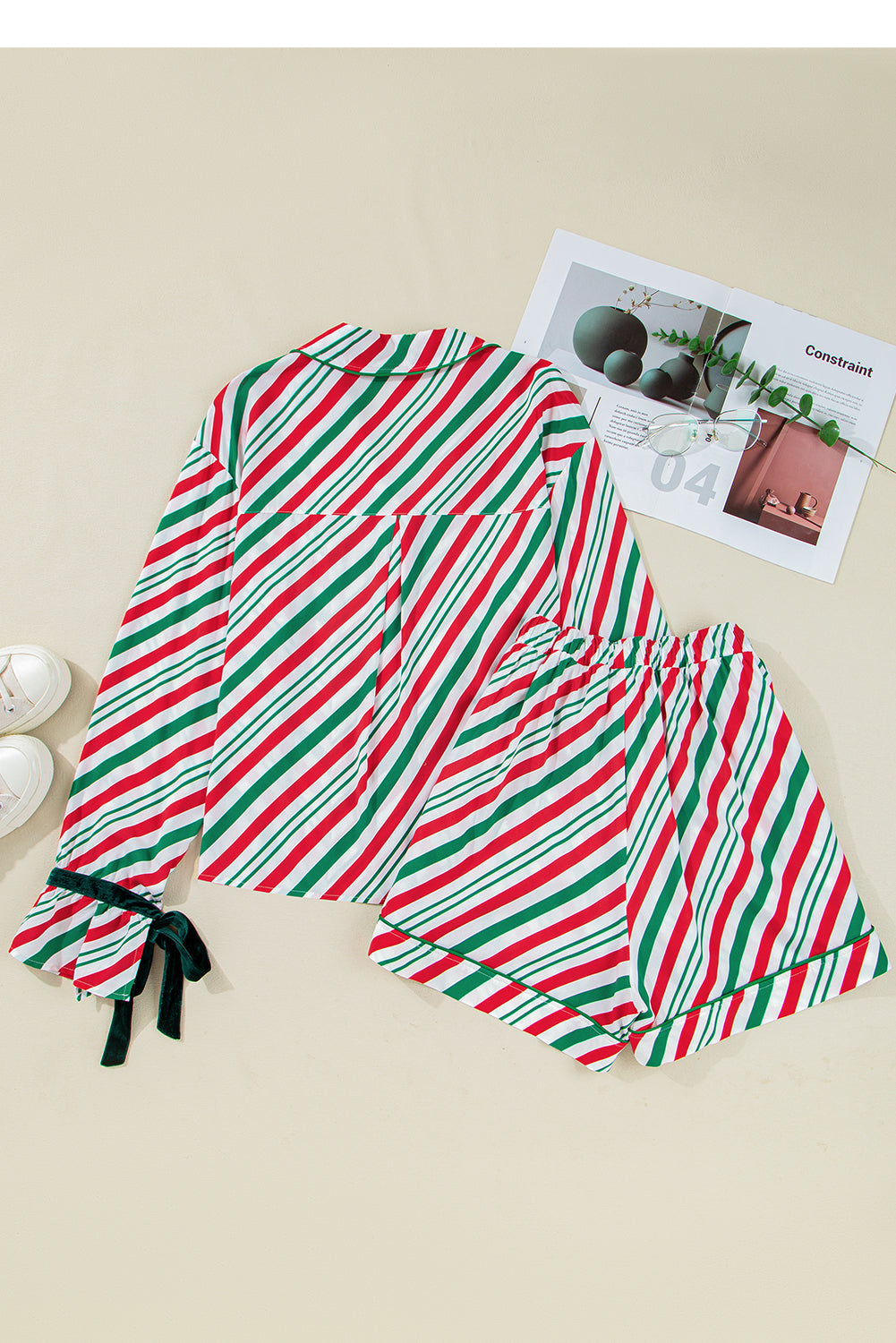 Striped Velvet Ribbon Christmas Pajamas