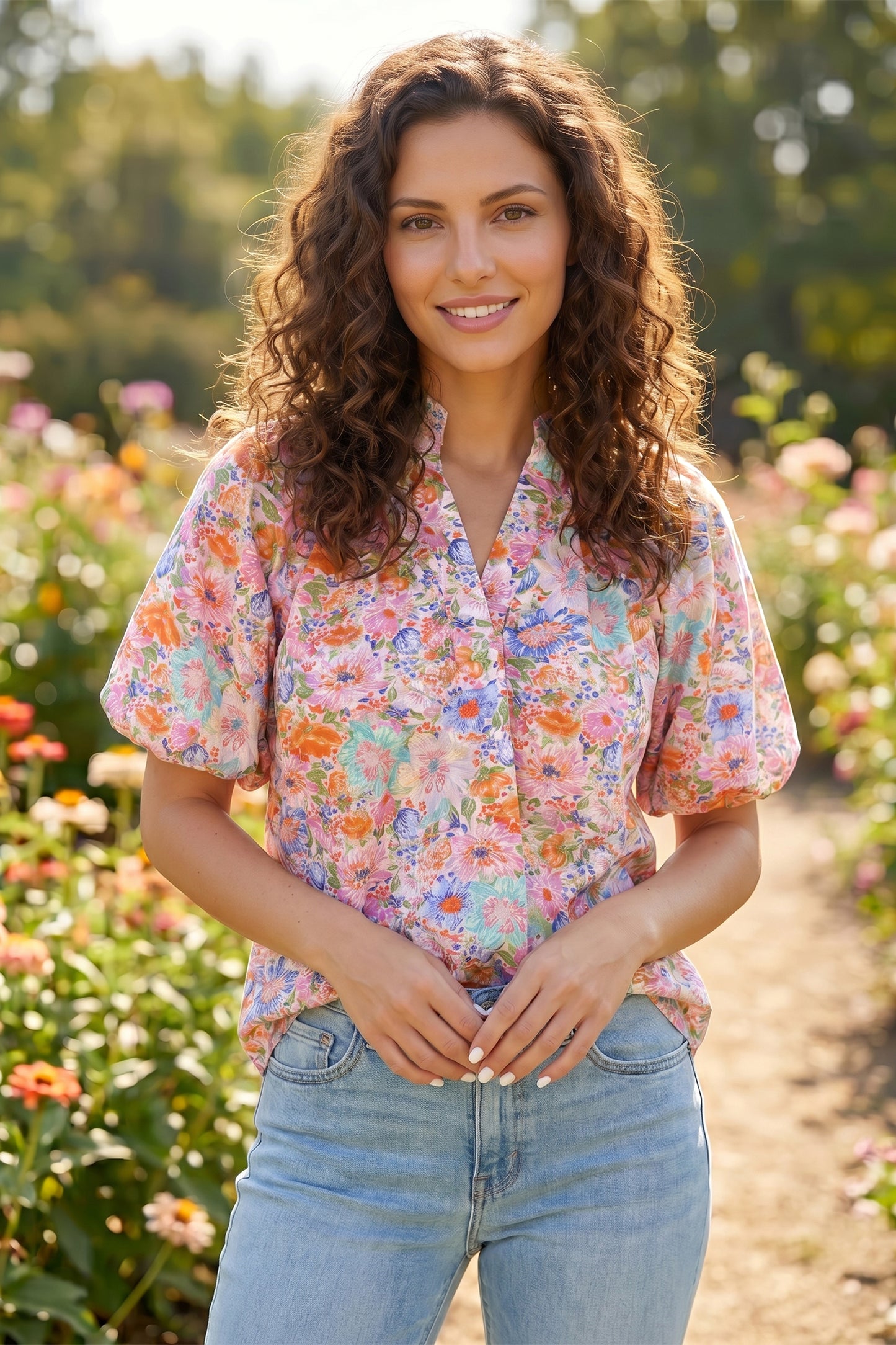 Pink Floral  Blouse