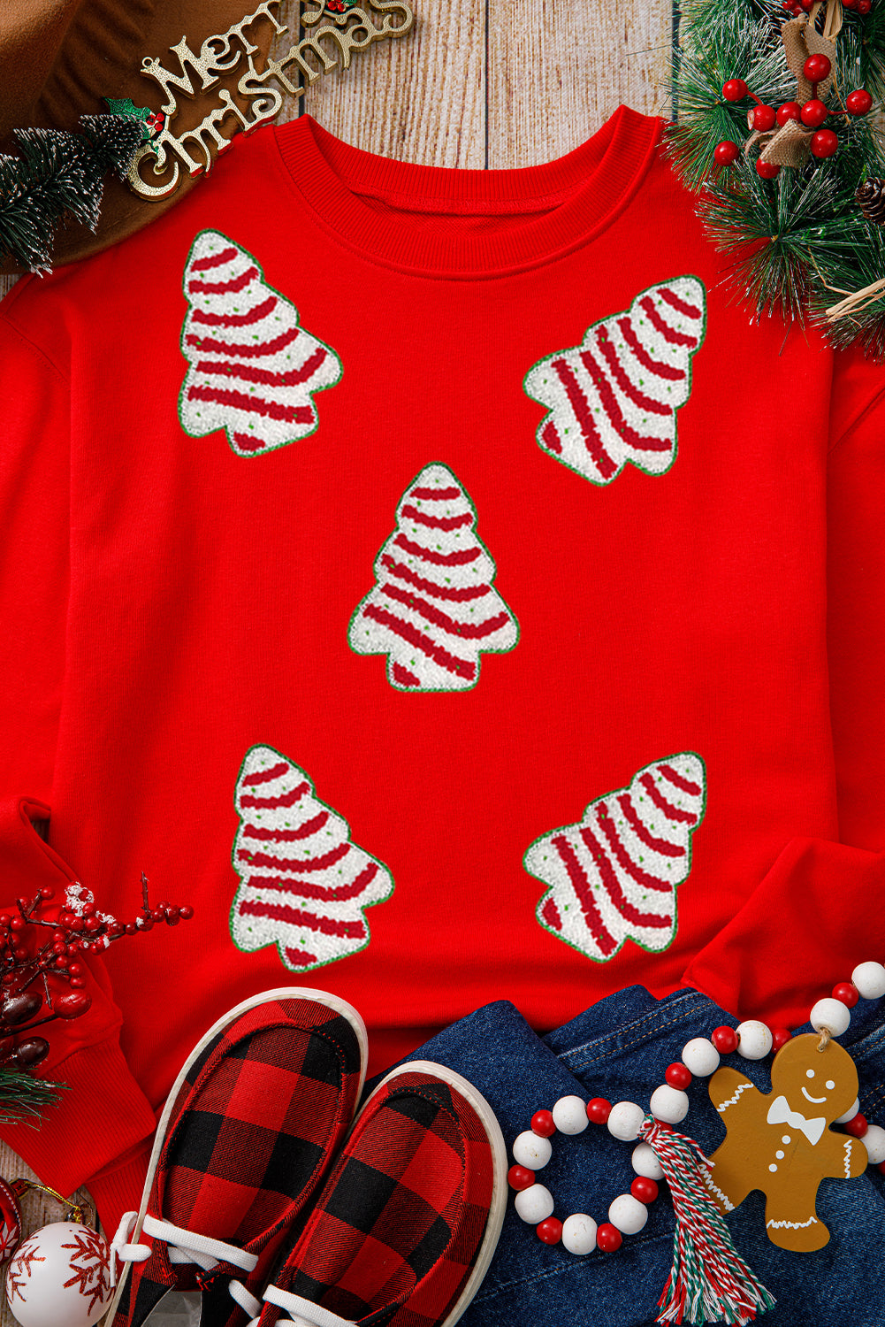 Chenille Christmas Tree Cake Sweatshirt
