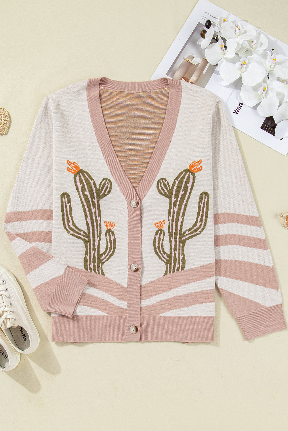 Apricot Cactus Cardigan  - Plus