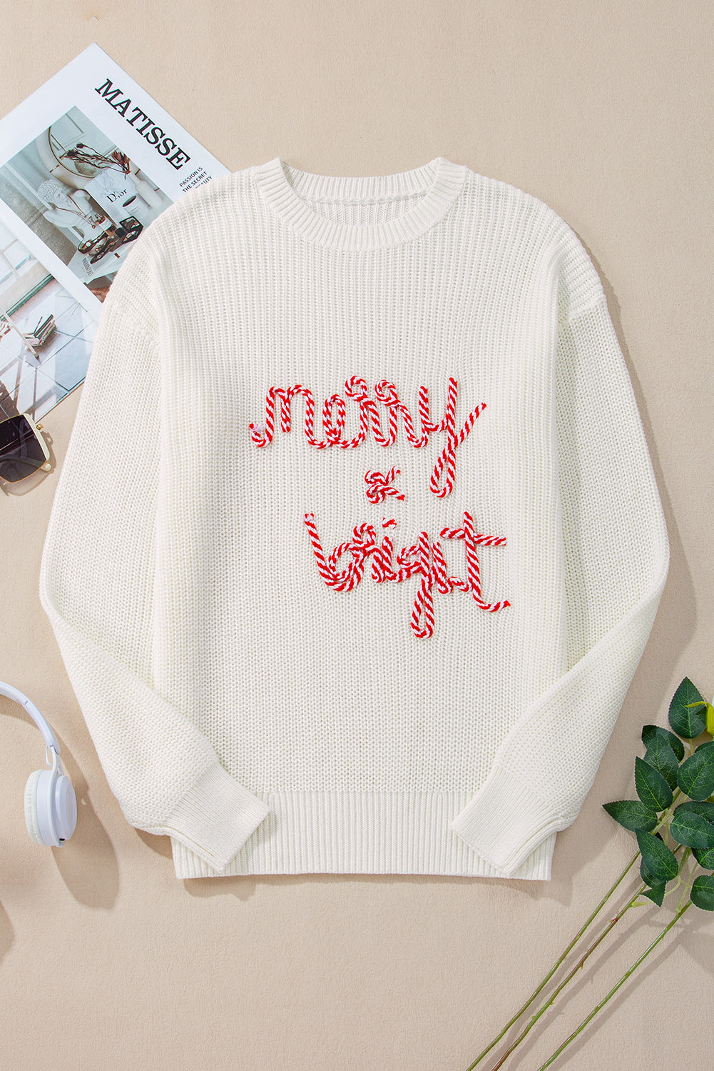 White Merry & Bright Christmas Sweater