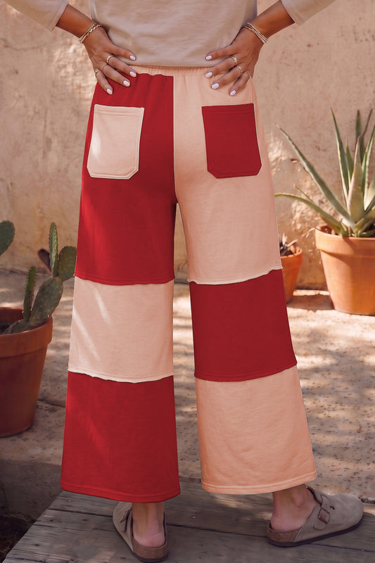 Raw Seam Patchwork Wide Leg Pants