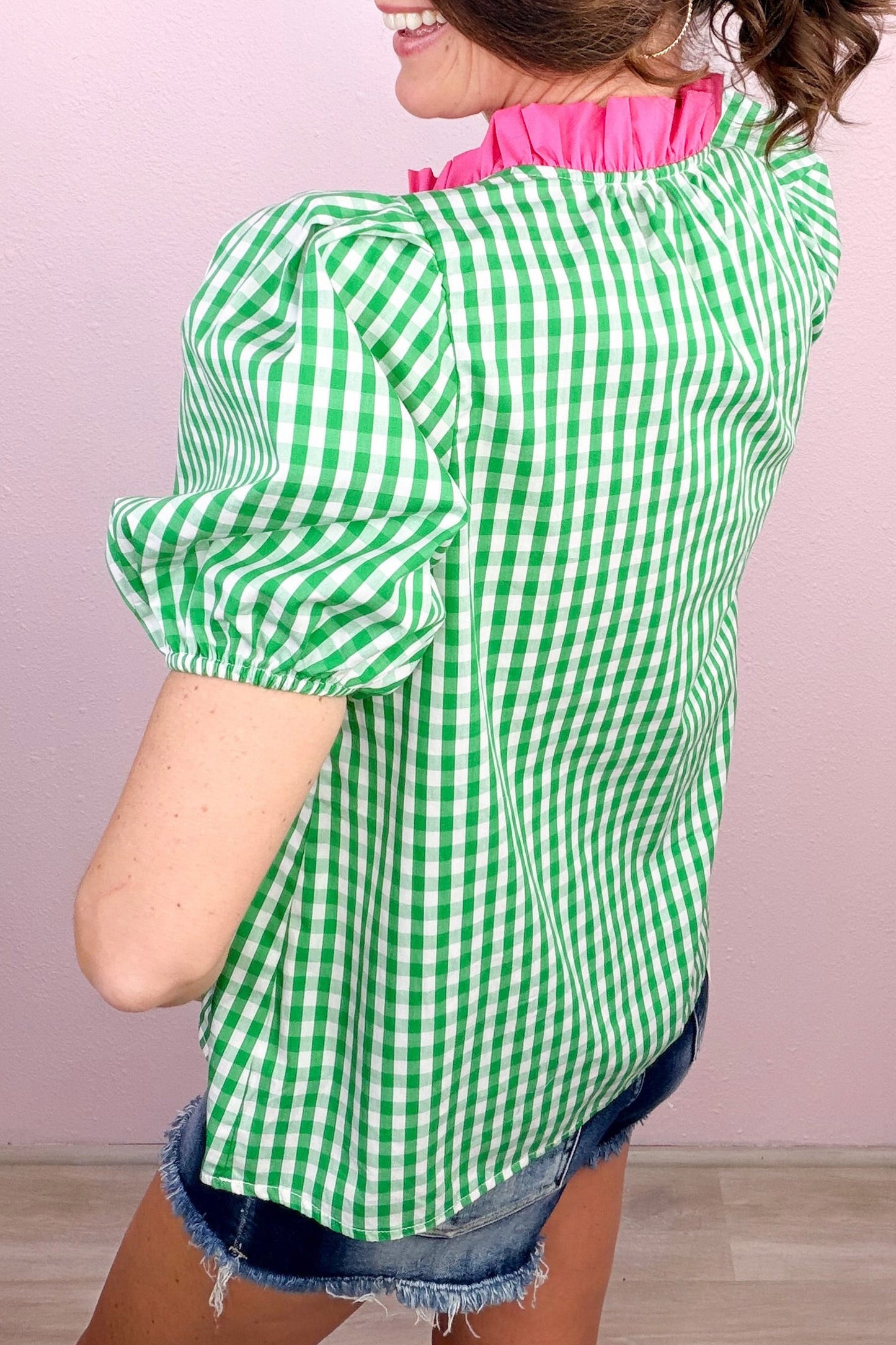 Green Gingham Blouse