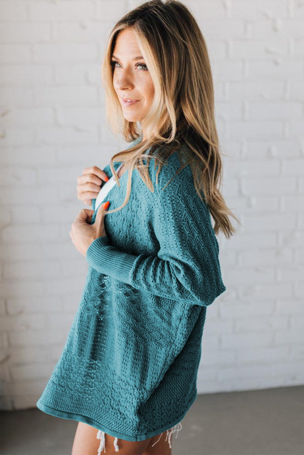 Mix Pattern Open Front Cardigan