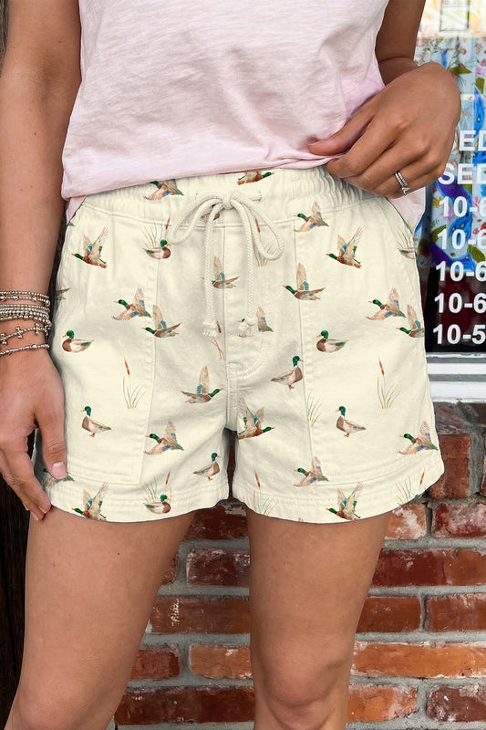 Mallard Print Drawstring Shorts