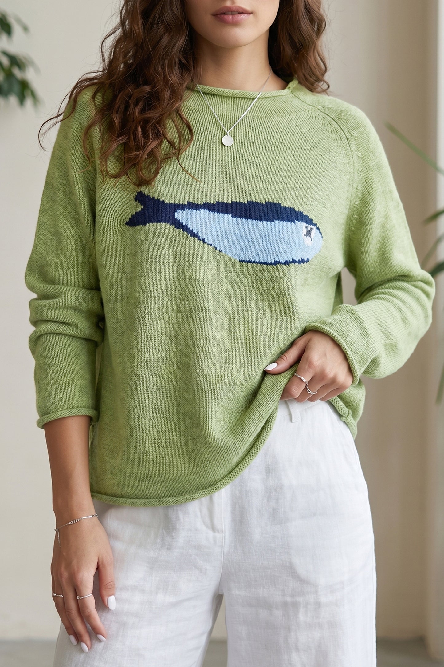 Mist Green Fish Sweater