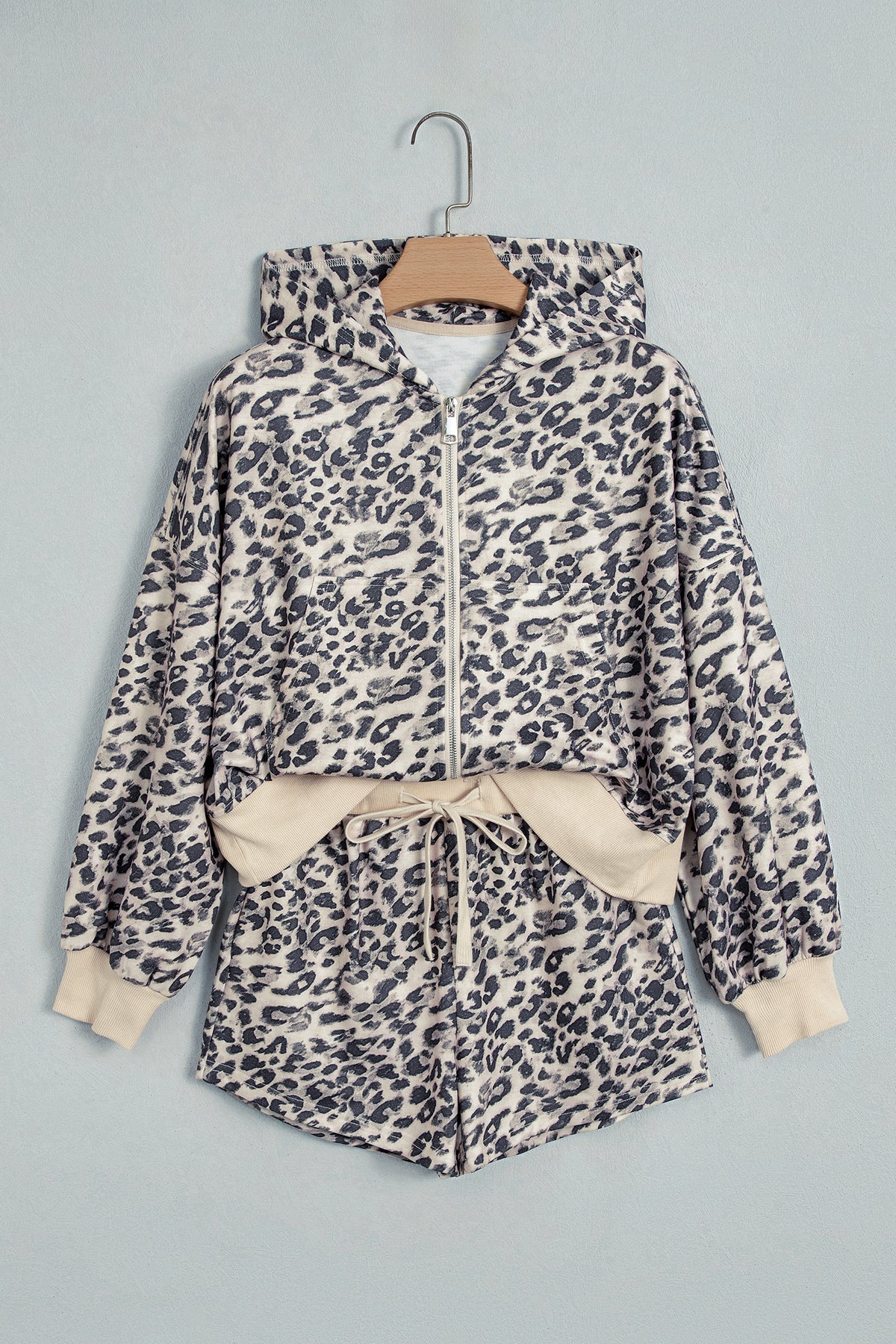 Leopard Zip-Up Hoodie & Short Set