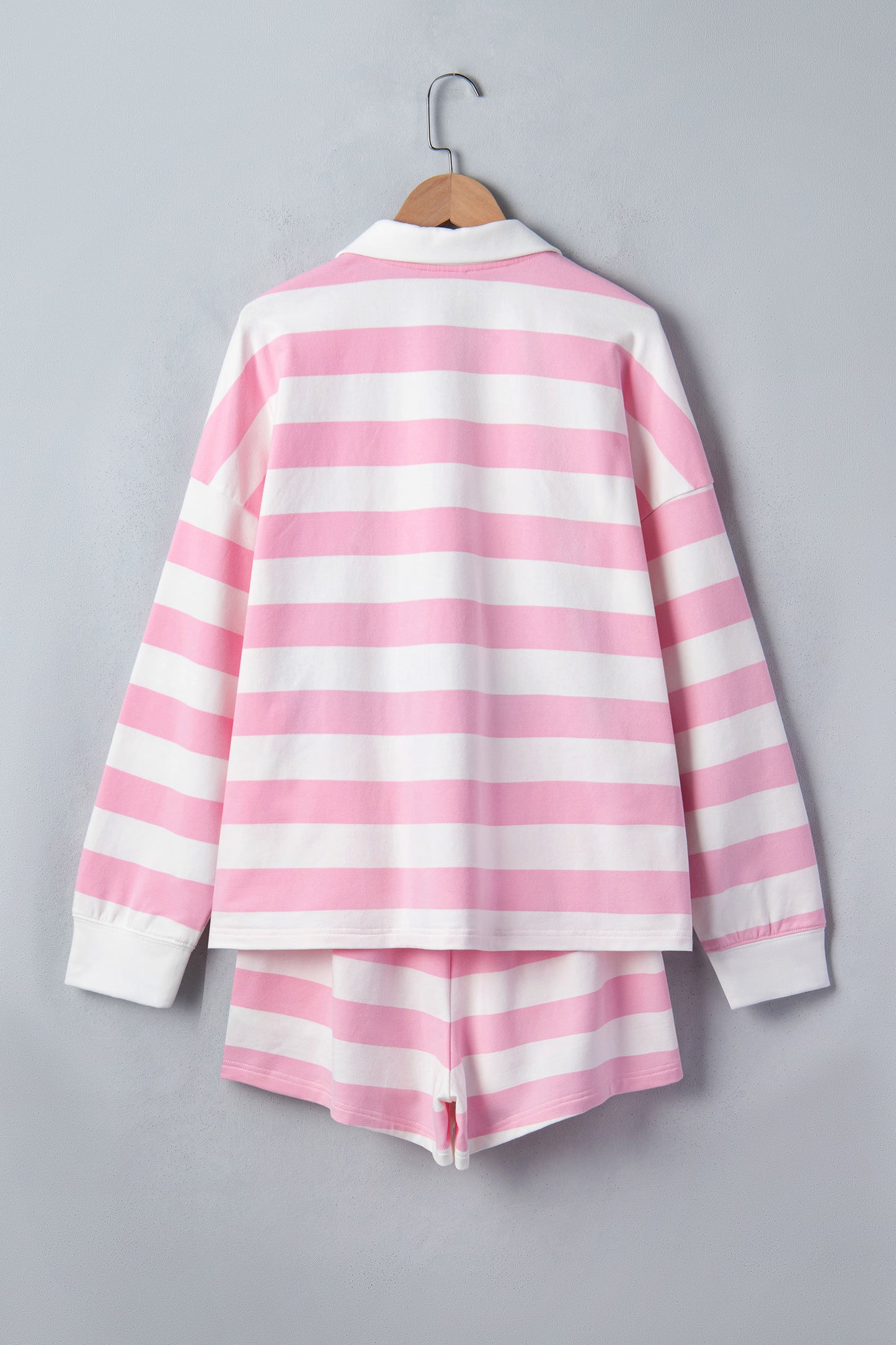 Pink Stripe Shorts Set