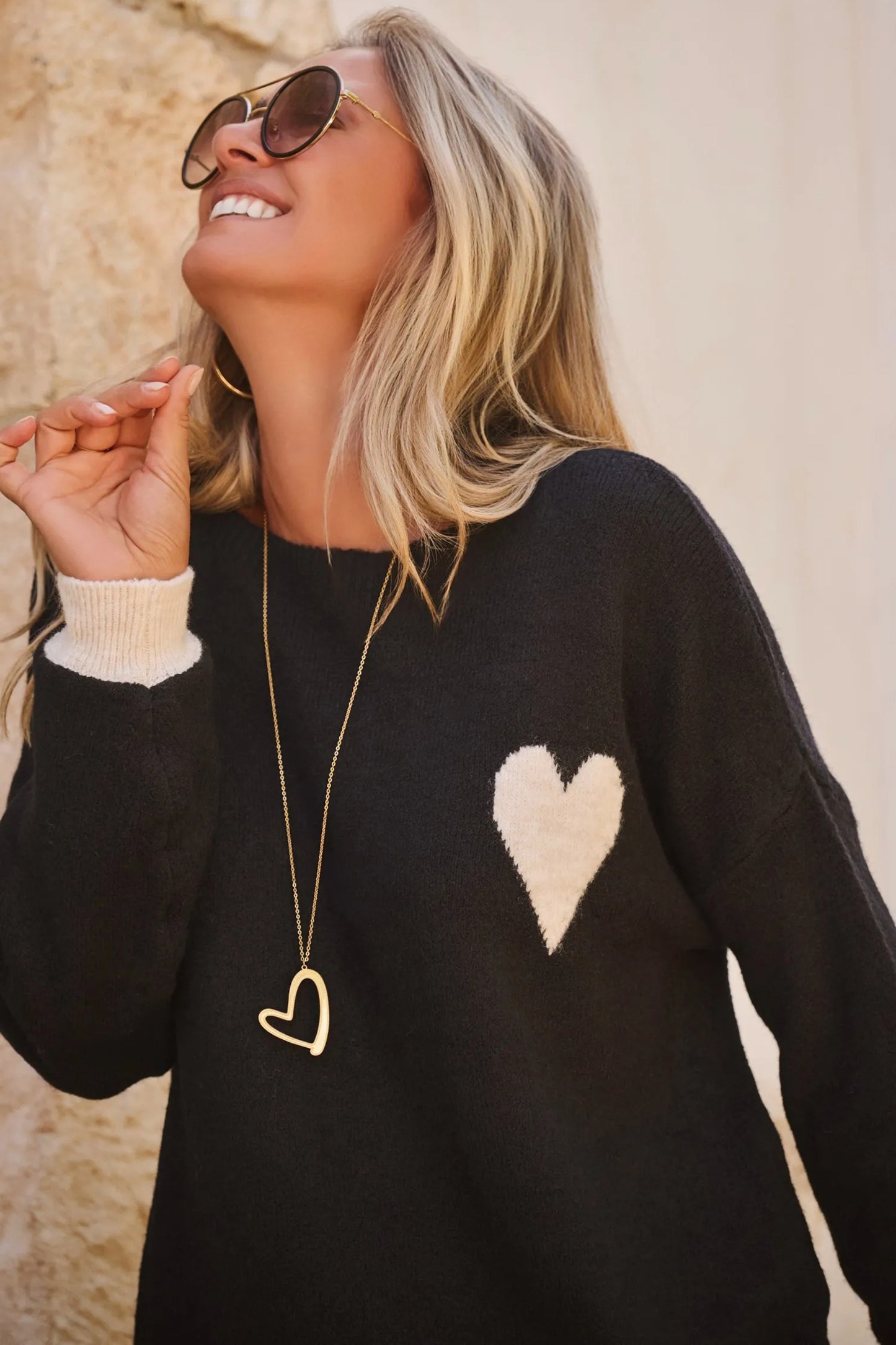 Heart Detail Oversized Sweater