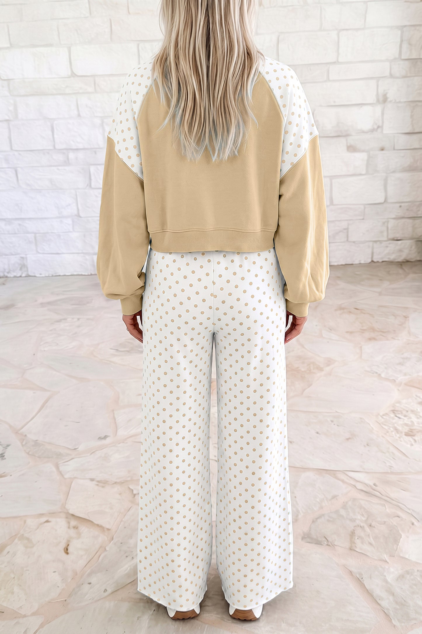 Polka Dot Patchwork Pants Set
