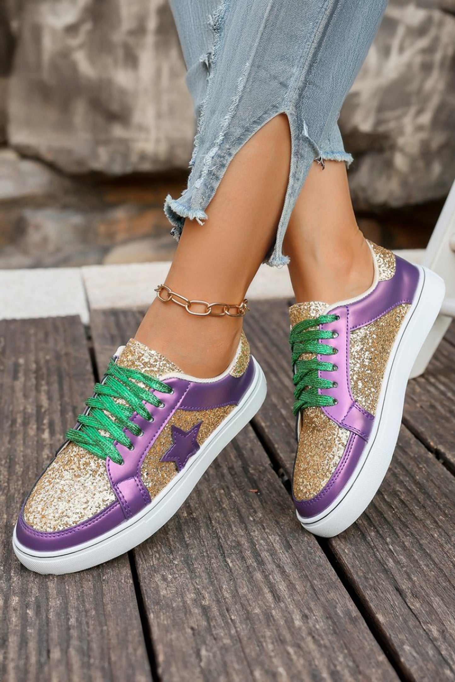 Glitter Mardi Gras Sneakers