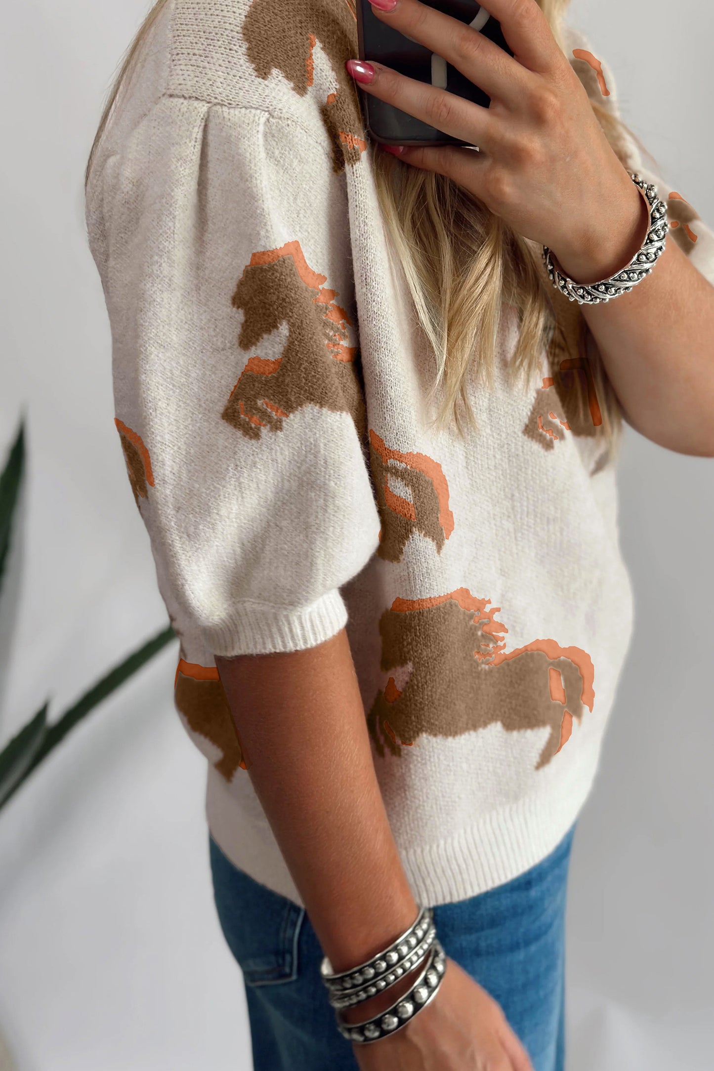 Western Short Sleeve Sweater